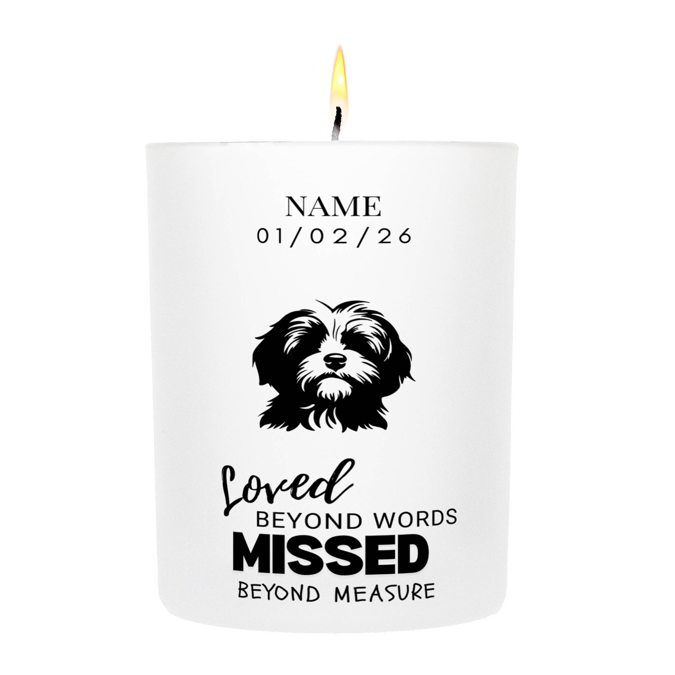 Maltese – Loved Beyond Words, Missed Beyond Measure Custom Candle