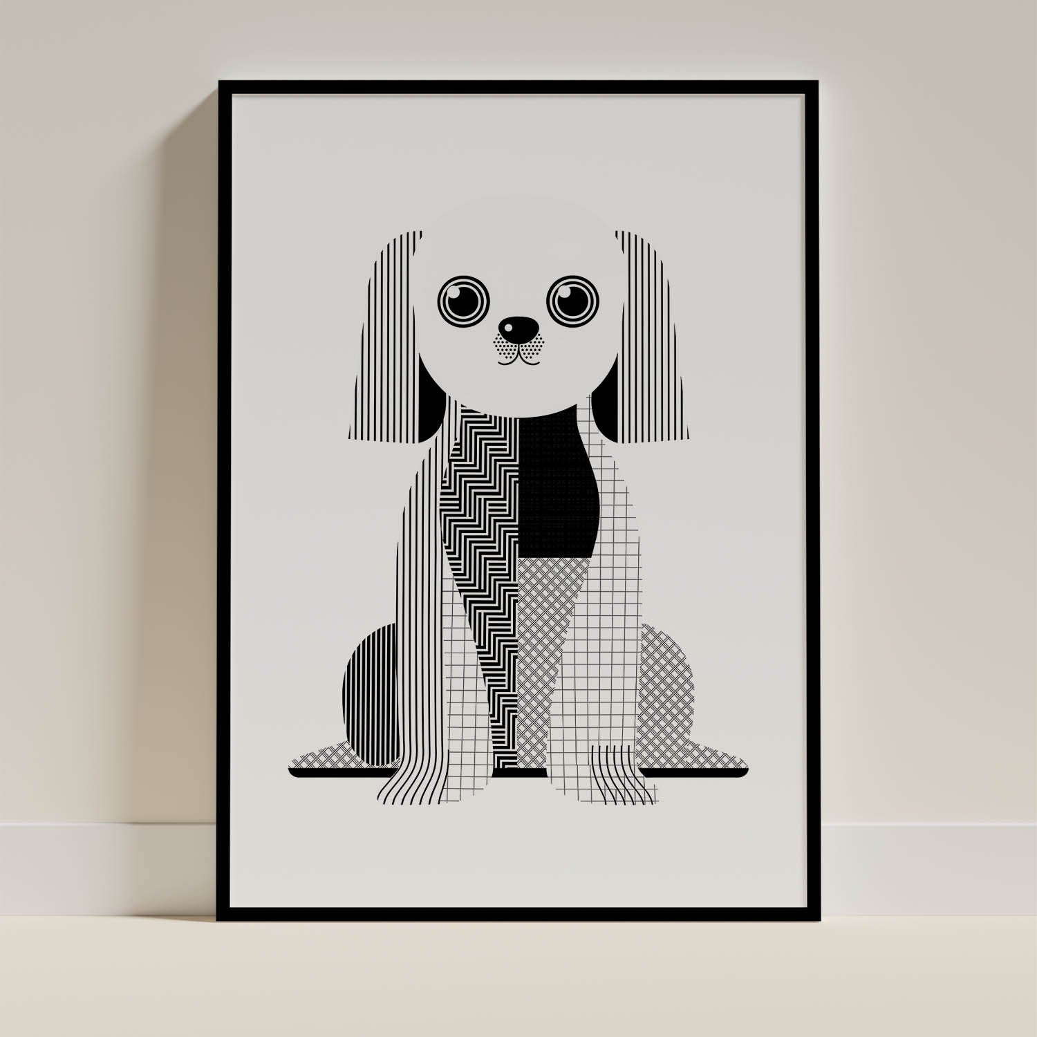 Maltese Geometric Line Art - Black Frame Mockup