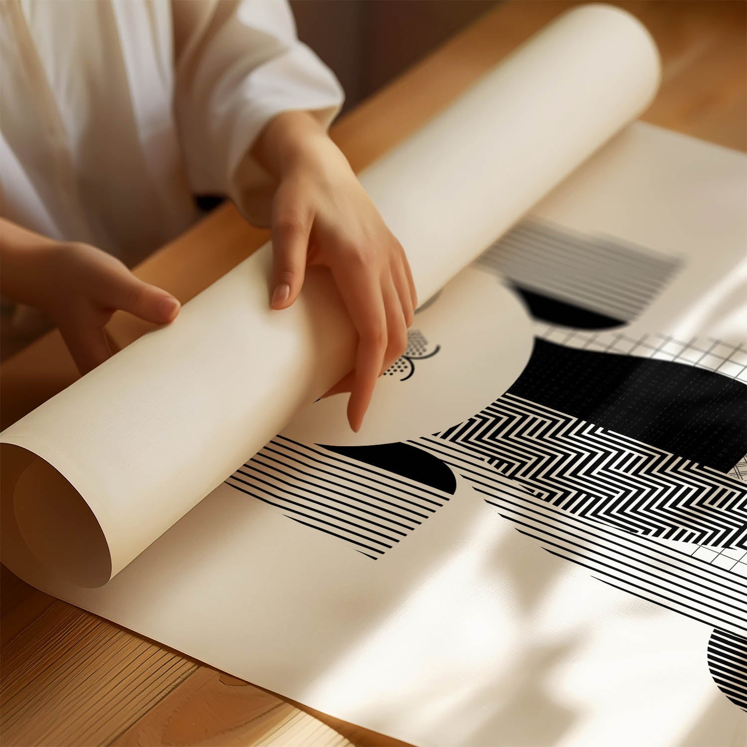 Maltese Geometric Line Art Print - Framed Mockup