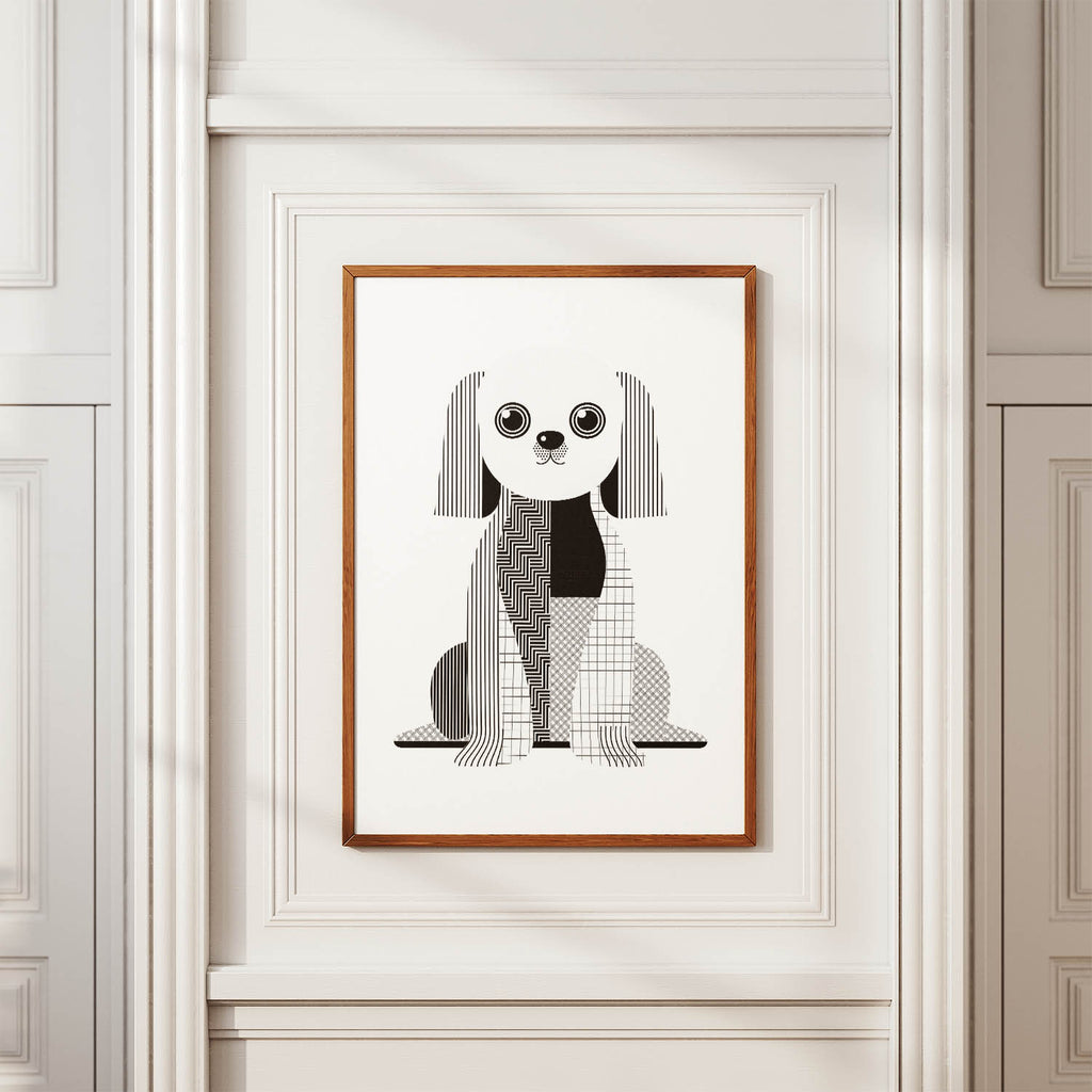 Maltese Geometric Line Art Print - Framed Mockup