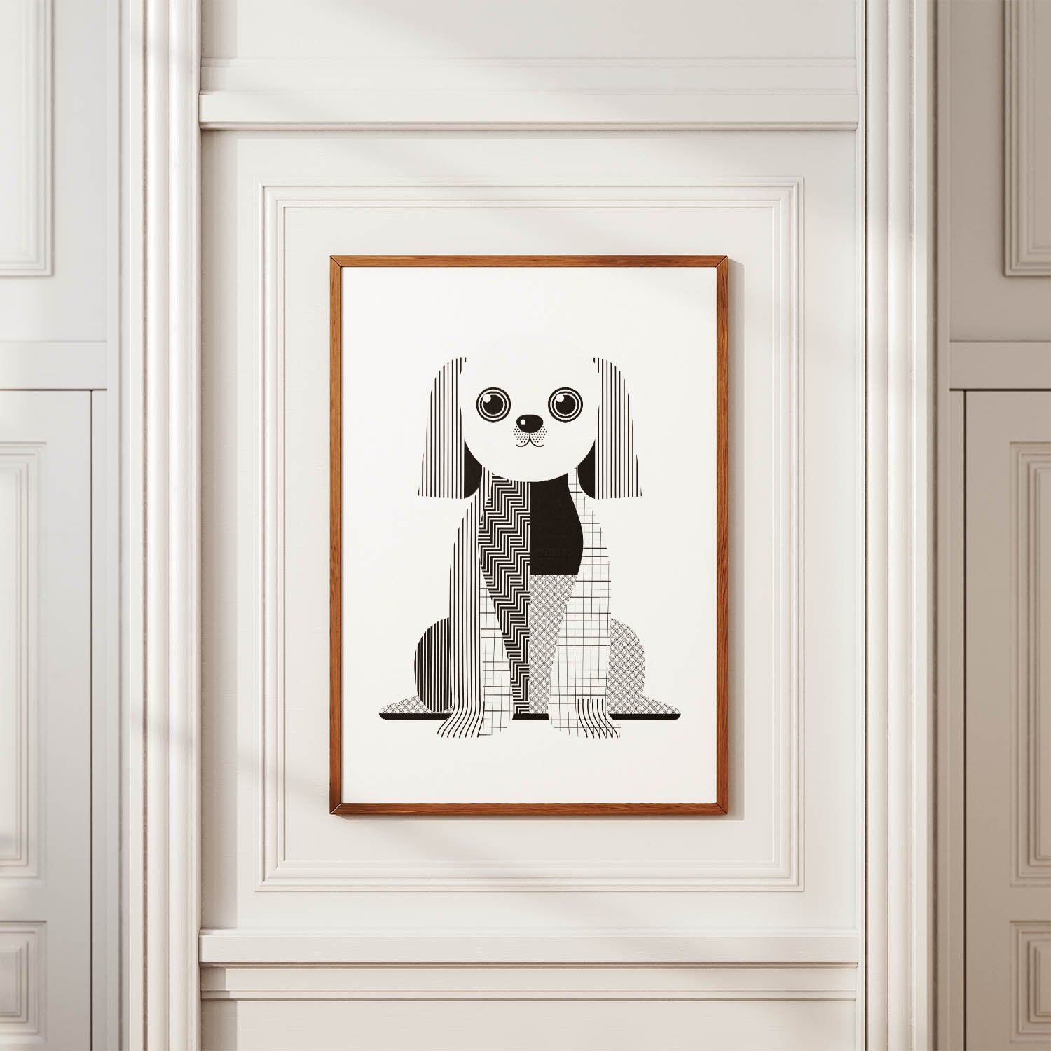 Maltese Geometric Line Art Print - Framed Mockup