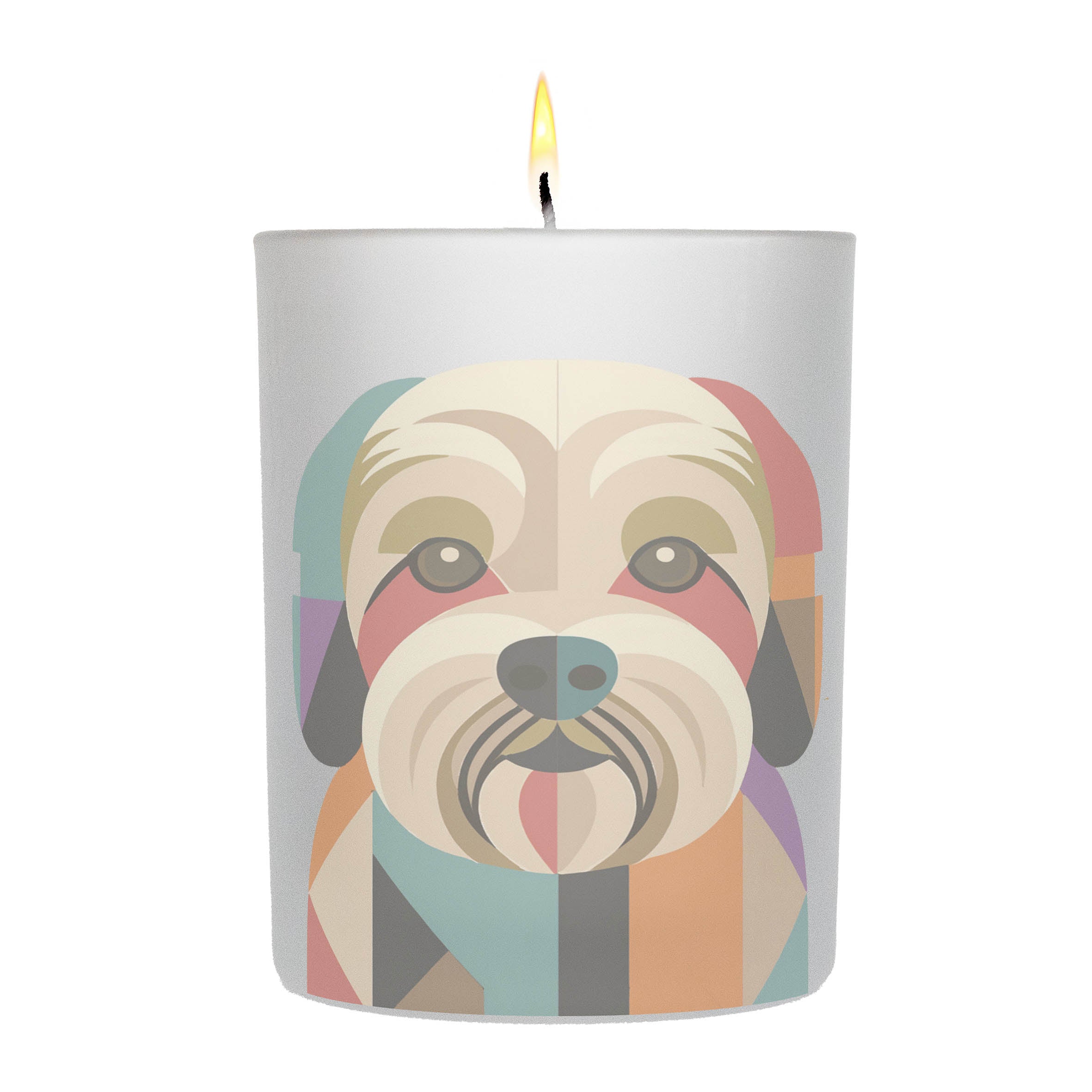 Maltese Graphic Retro Chic Frosted Candle