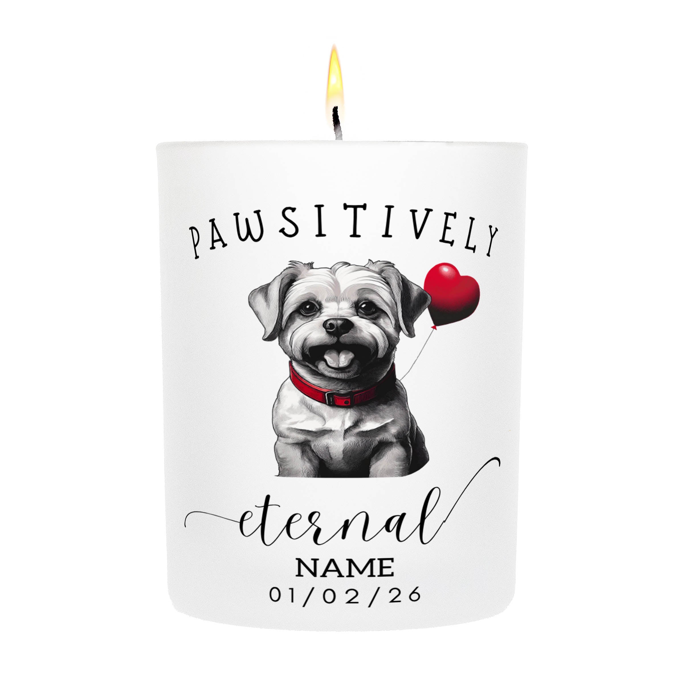 Maltese In Memory Custom Pawsitively Eternal Candle White