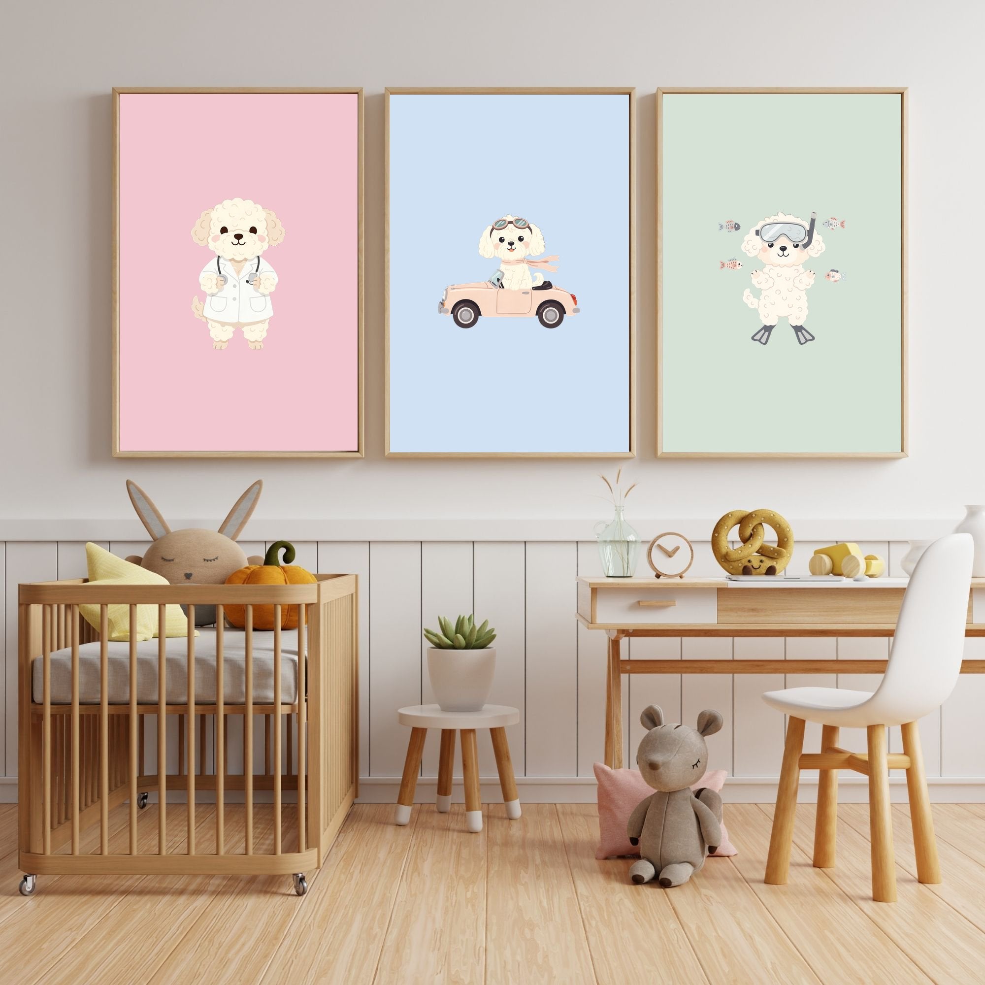 Maltipoo Kids Nursery Wall Art Print Bundle — 22 Dog Costume Designs, 5 Colours, 6 Print Sizes | Digital Download