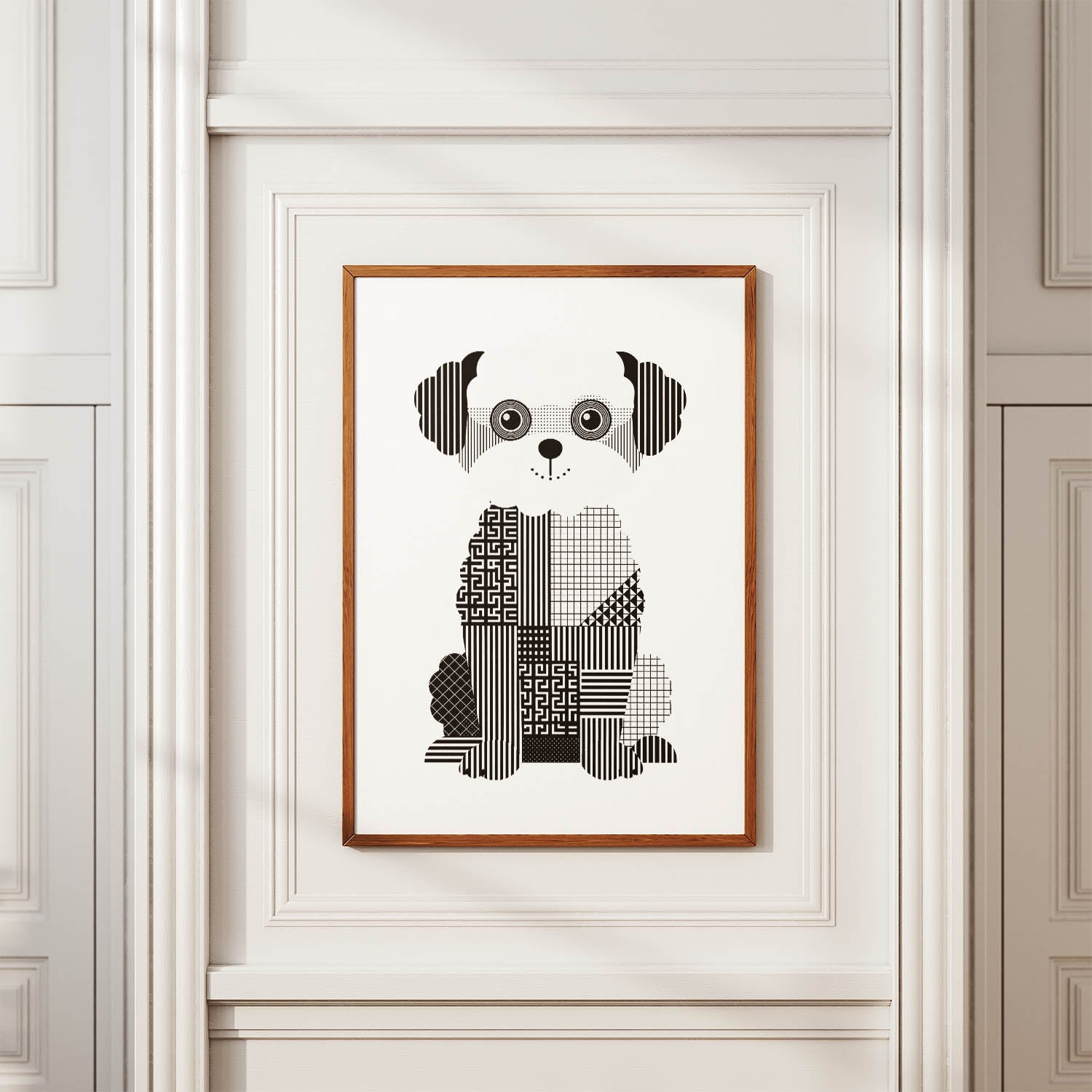 Maltipoo Geometric Line Art Print - Framed Mockup