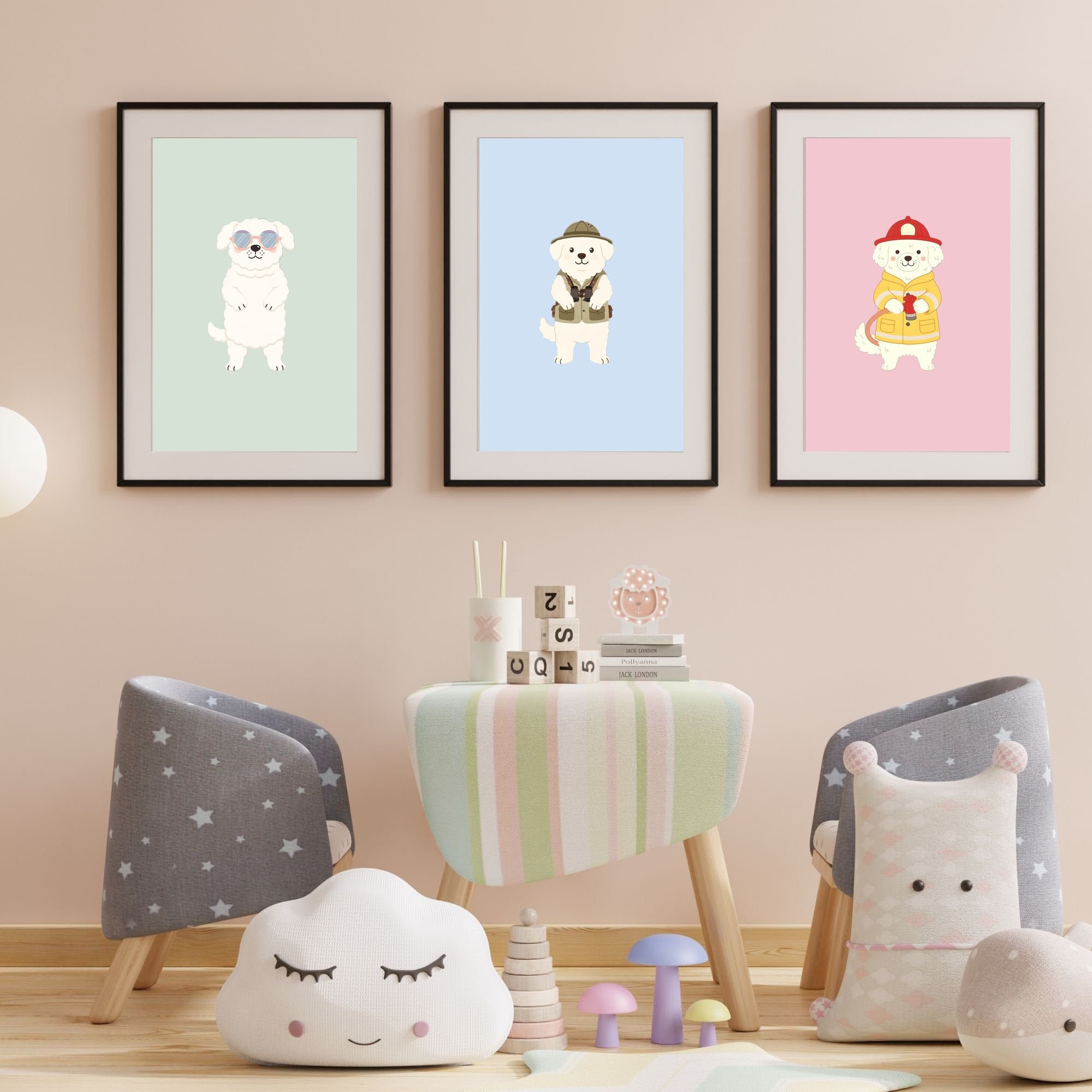 Maremma Kids Nursery Wall Art Print Bundle — 22 Dog Costume Designs, 5 Colours, 6 Print Sizes | Digital Download