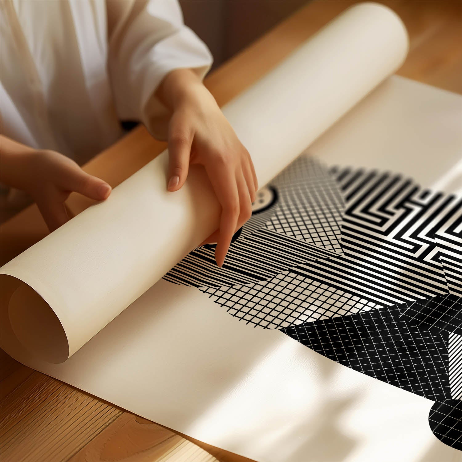 Maremma Geometric Line Art Print - Framed Mockup