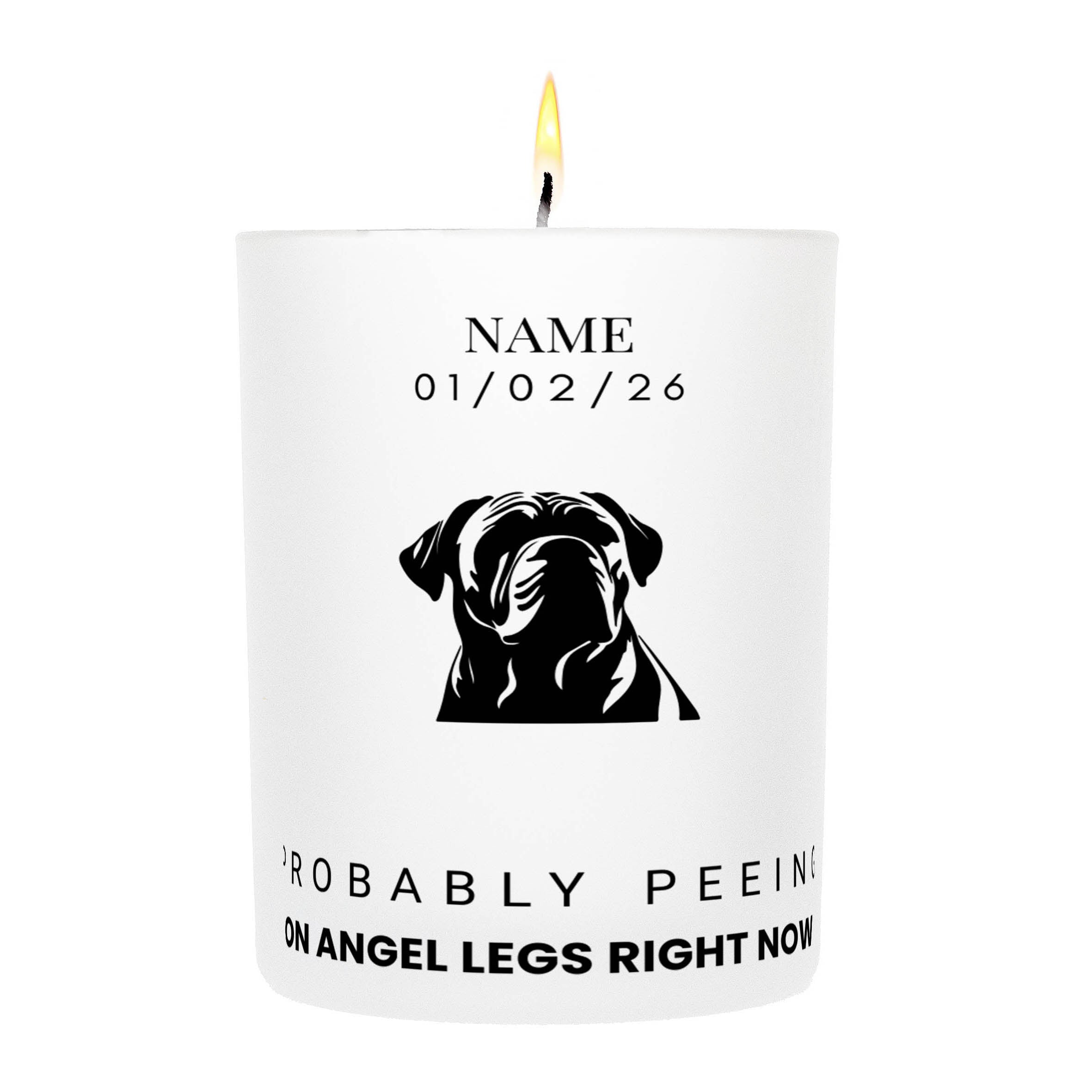 Mastiff – Probably Peeing on Angel Legs Right Now Custom Candle