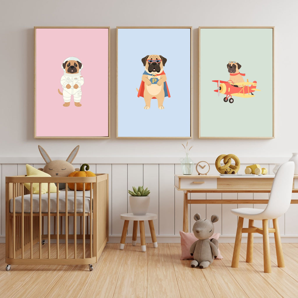 Mastiff Kids Nursery Wall Art Print Bundle — 22 Dog Costume Designs, 5 Colours, 6 Print Sizes | Digital Download