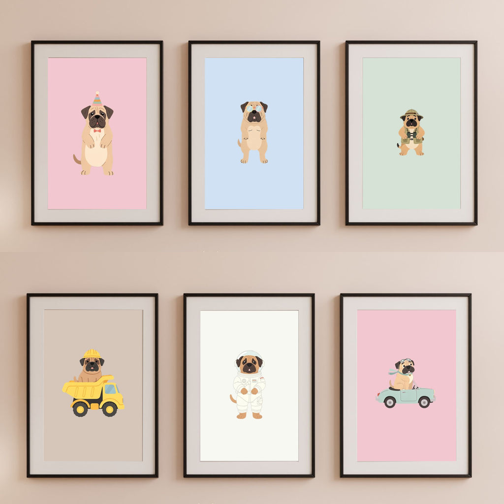 Mastiff Kids Nursery Wall Art Print Bundle — 22 Dog Costume Designs, 5 Colours, 6 Print Sizes | Digital Download