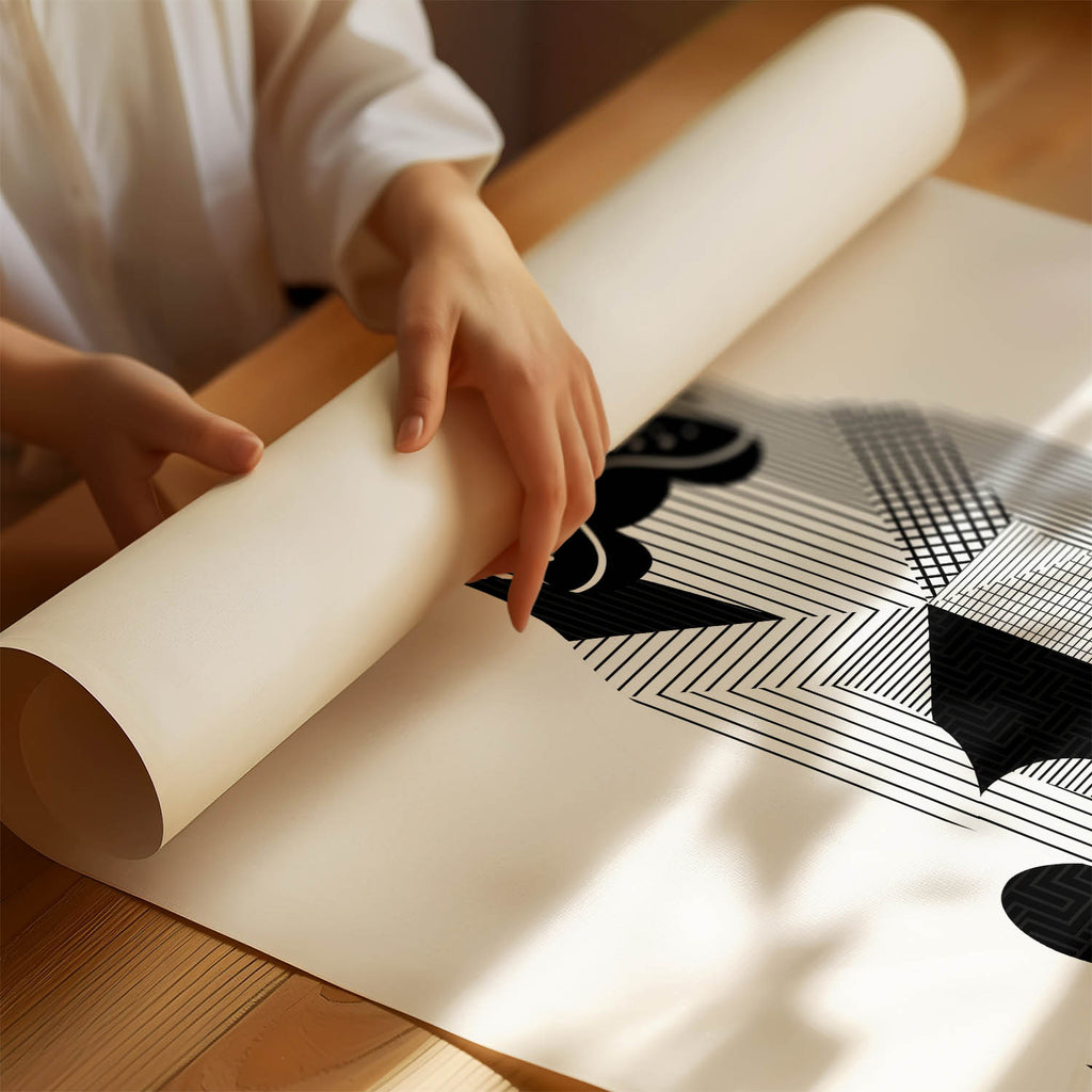 Mastiff Geometric Line Art Print - Framed Mockup