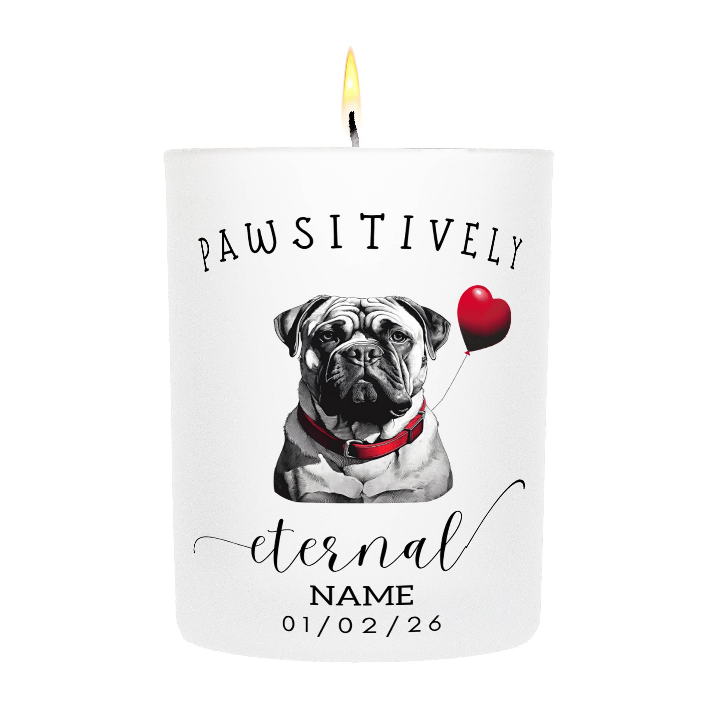 Mastiff In Memory Custom Pawsitively Eternal Candle White