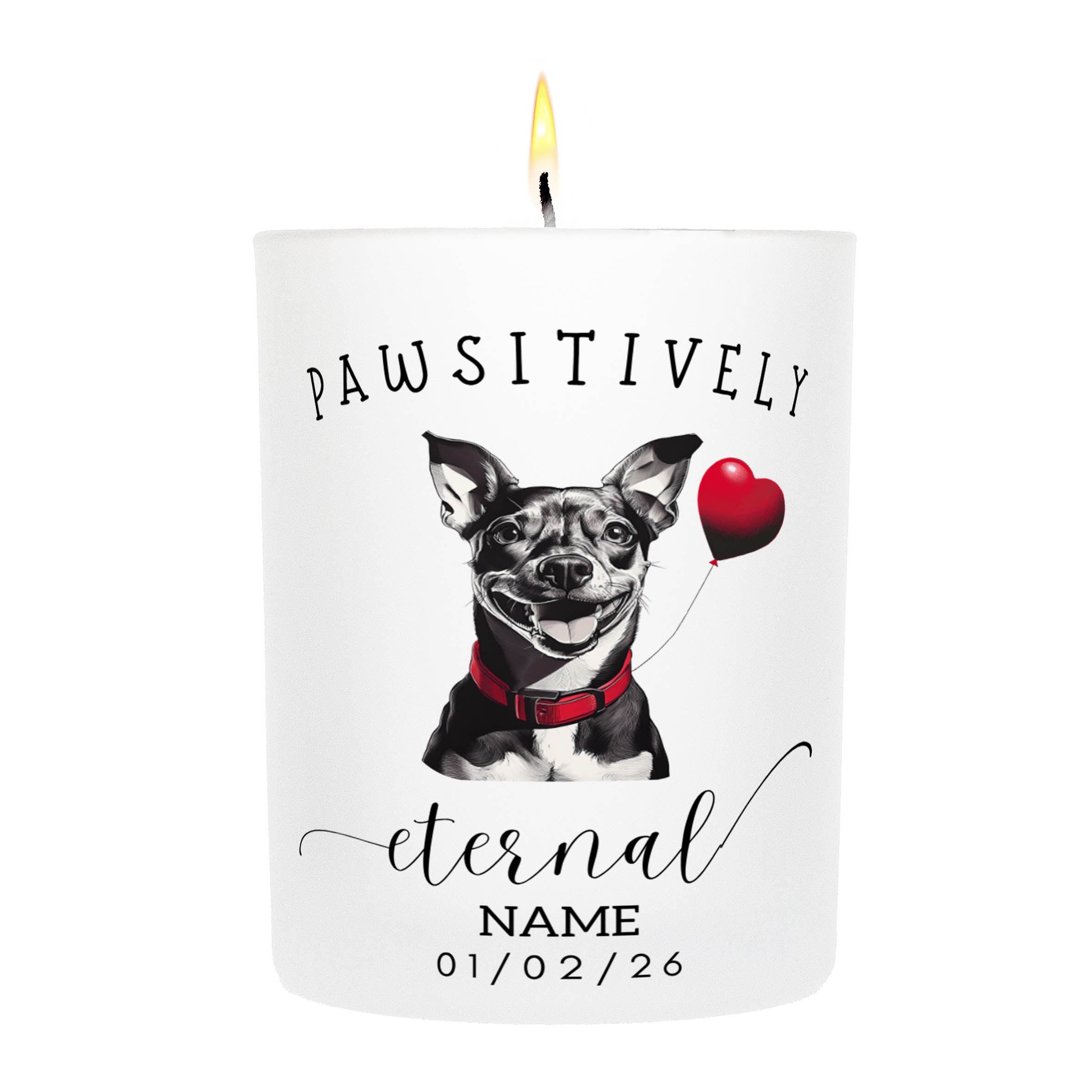 Miniature Pinscher In Memory Custom Pawsitively Eternal Candle White