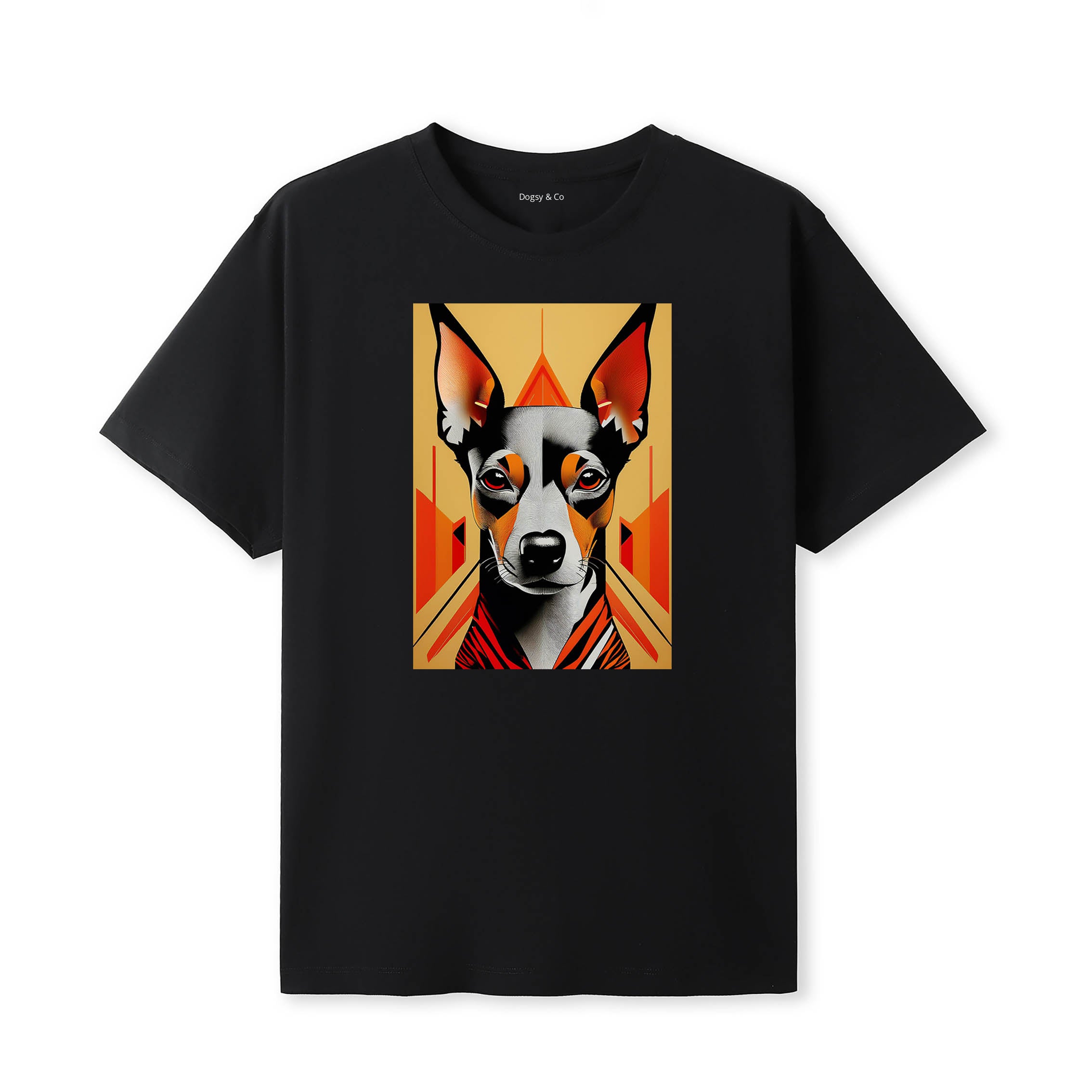 Miniature Pinscher Retro Geo Orange Dog T-Shirt | Dogsy & Co