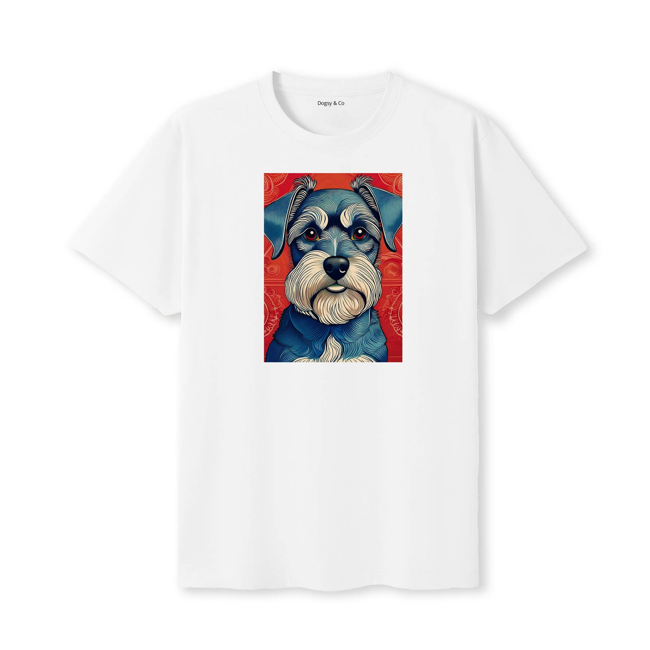 Miniature Schnauzer Hokusai Dog Portrait T-Shirt V1 White