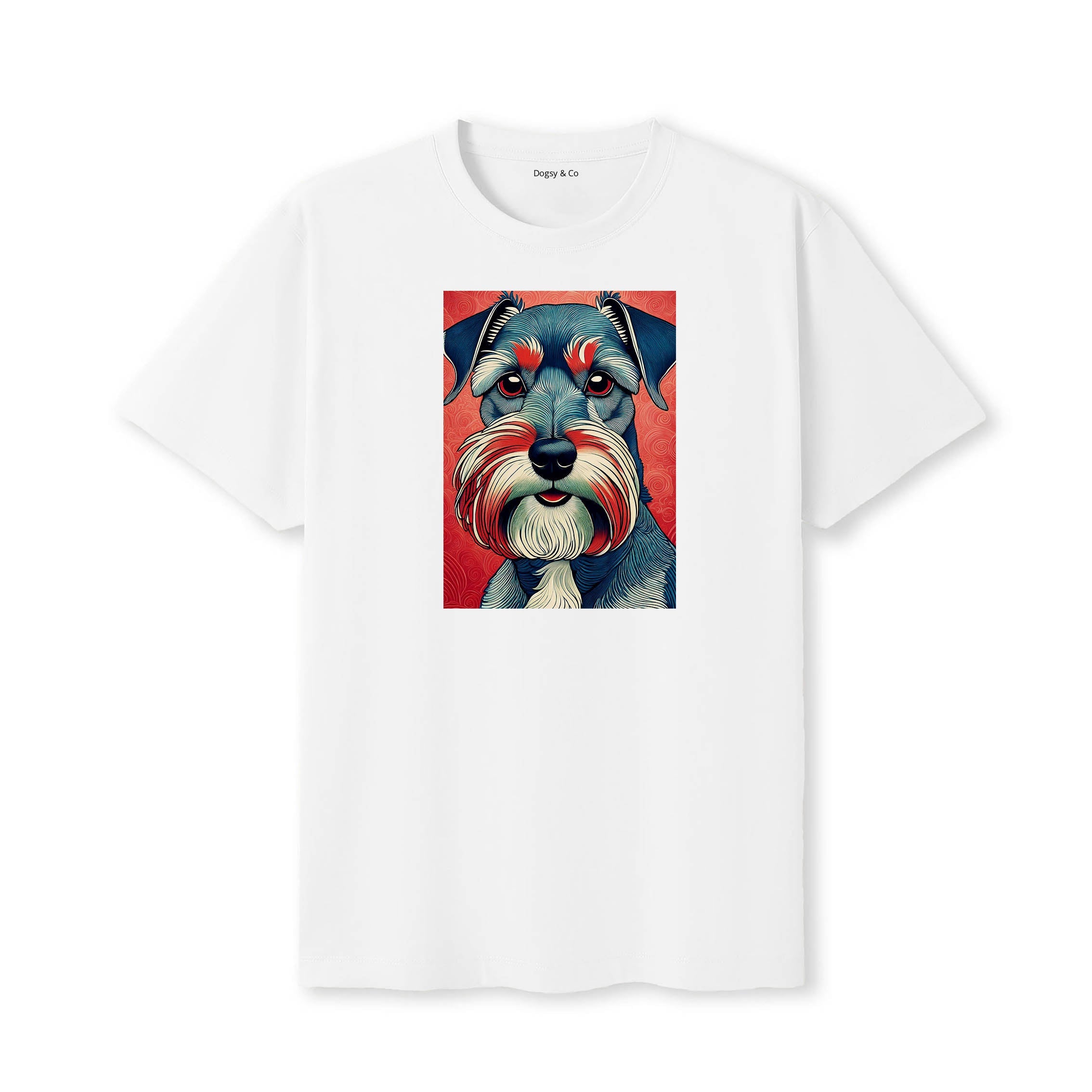 Miniature Schnauzer Hokusai Dog Portrait T-Shirt White