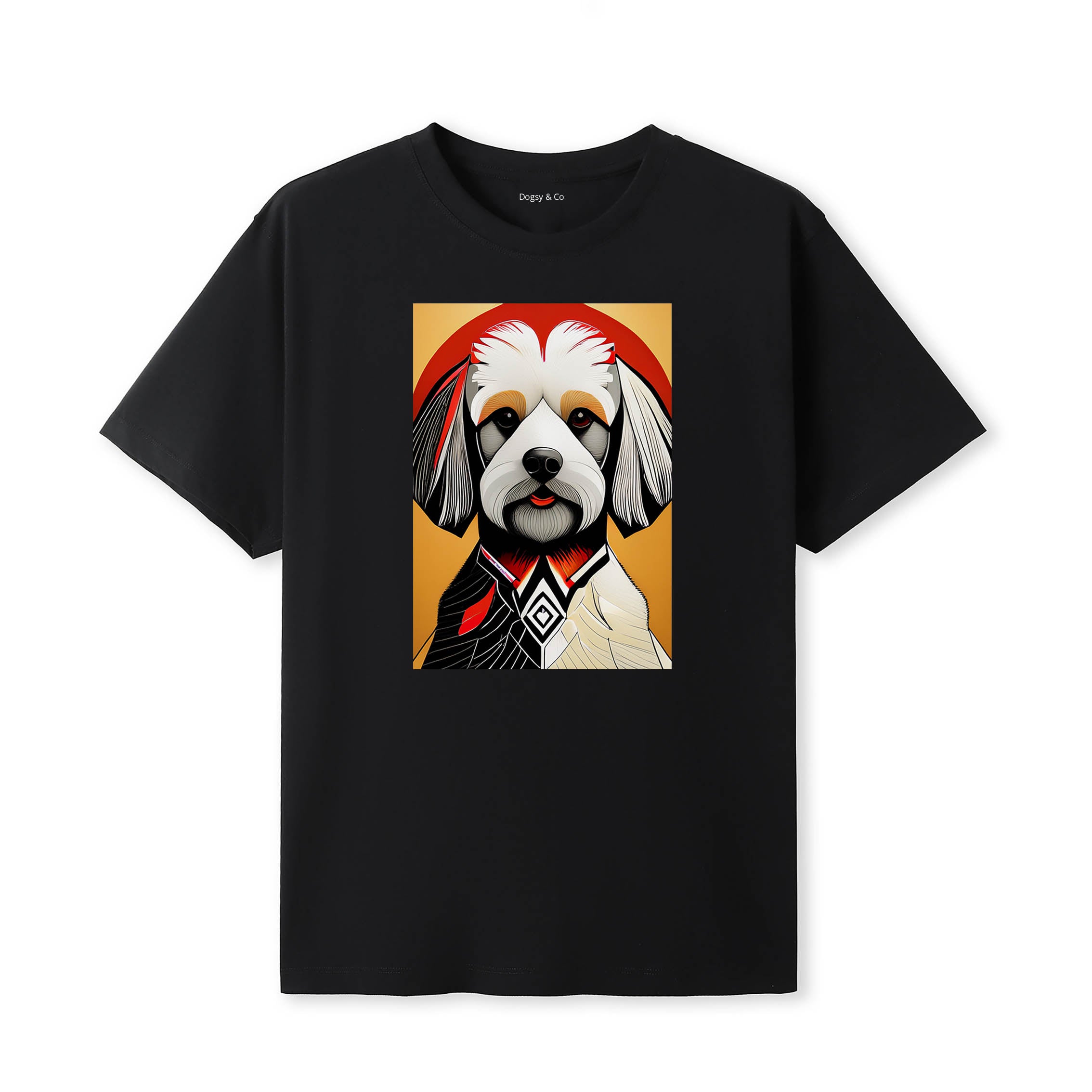Moodle Retro Geo Orange Dog T-Shirt | Dogsy & Co