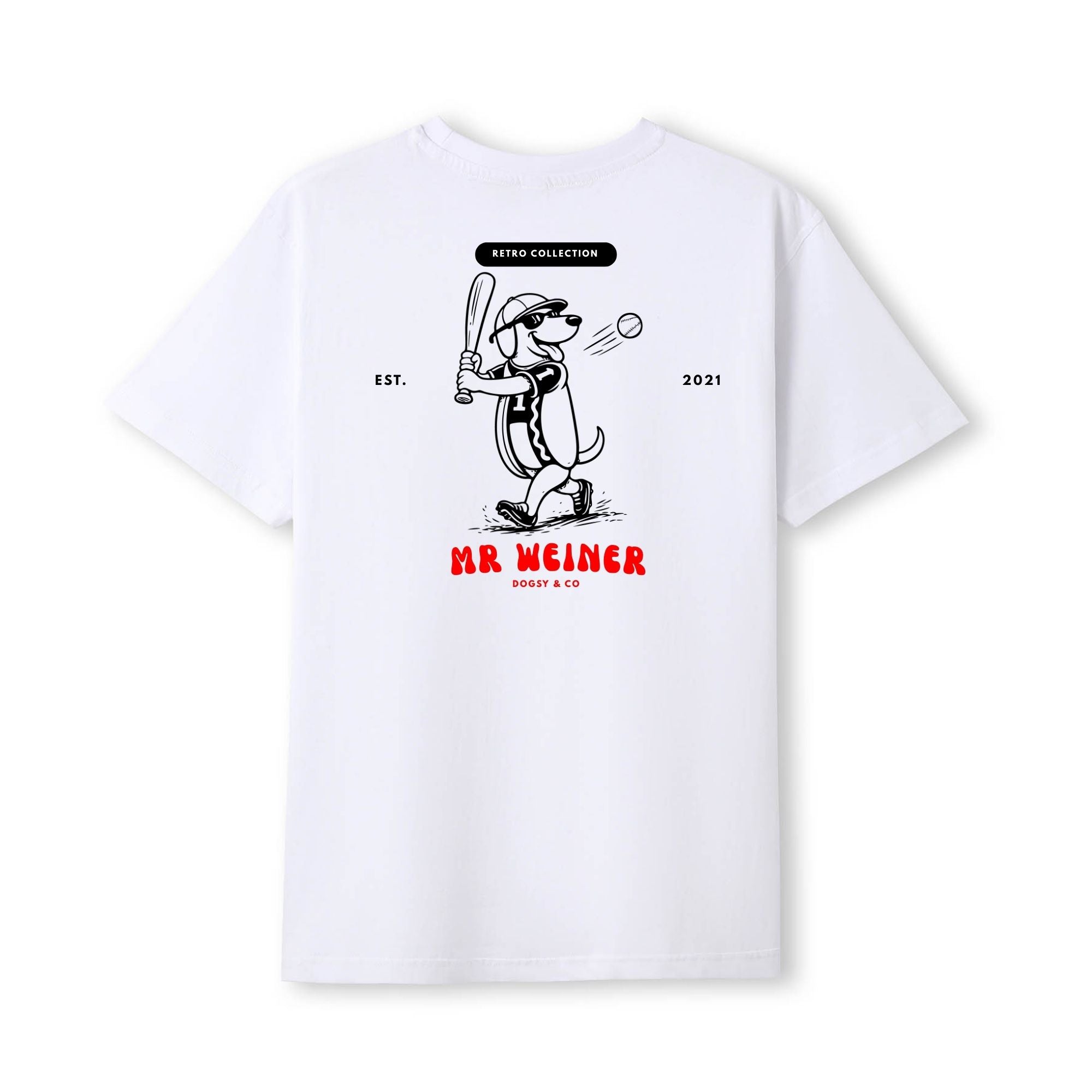 Mr Weiner Plays Baseball ™ Funny Dachshund T‑Shirt