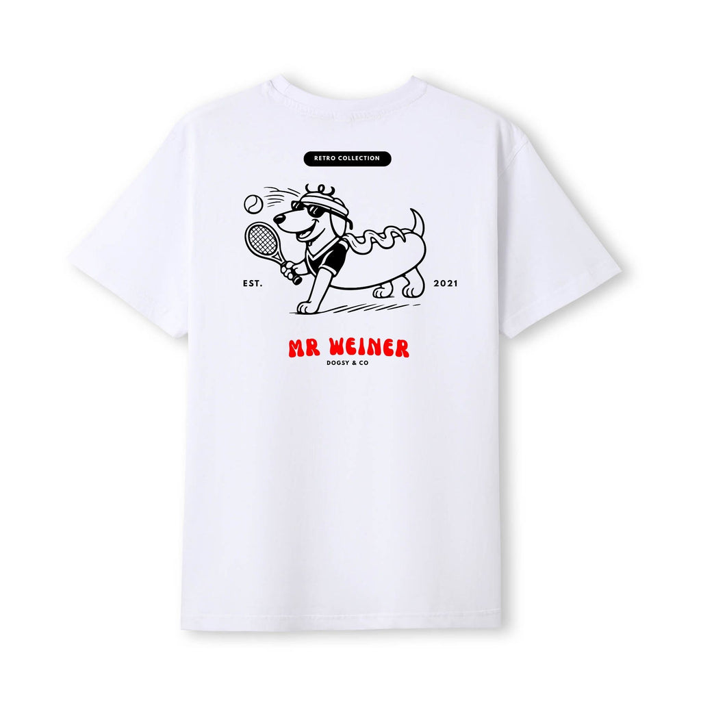 Mr Weiner Plays Tennis™ Funny  Funny Dachshund T‑Shirt