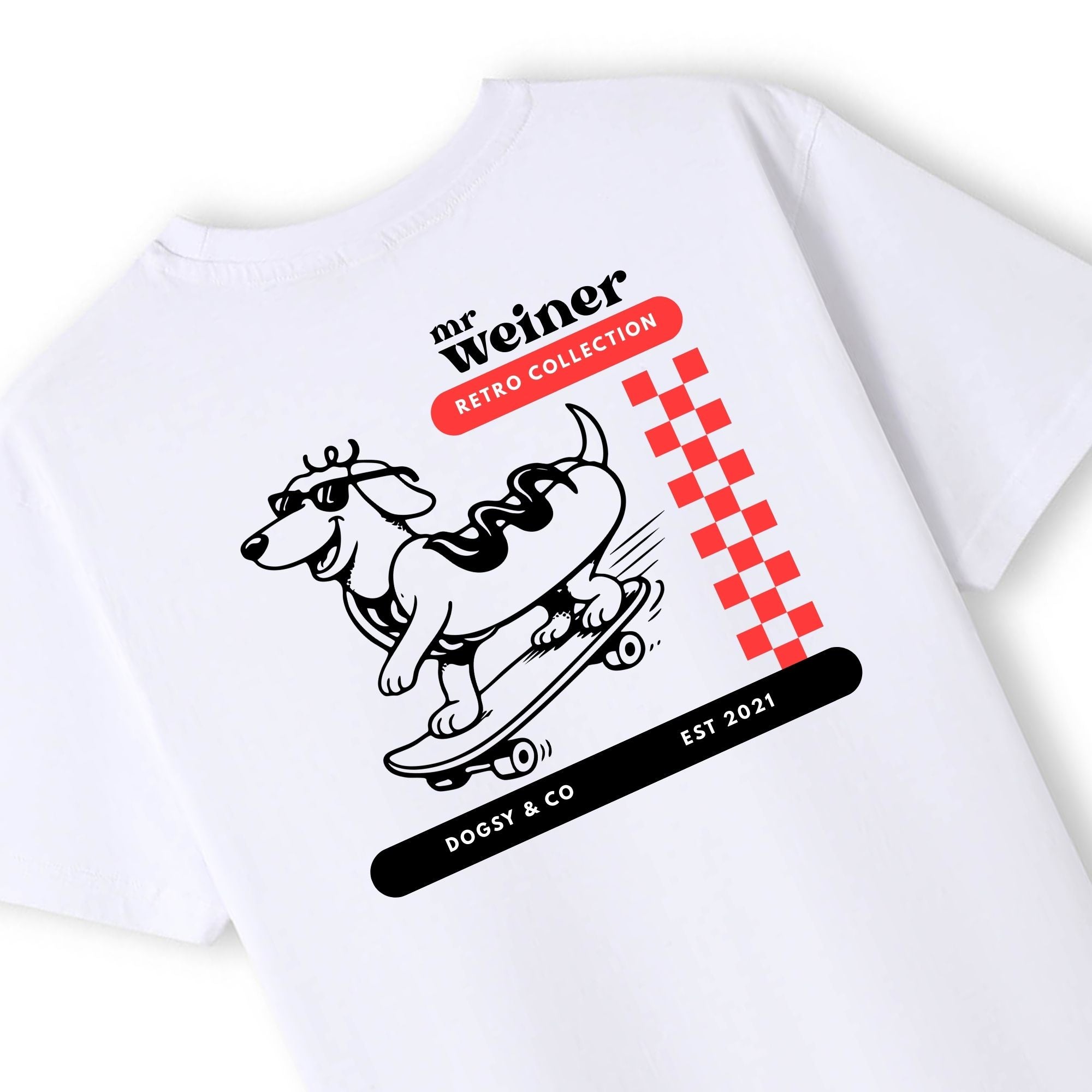 Mr Weiner Rides his Skateboard™ Funny Dachshund T‑Shirt | Dogsy & Co