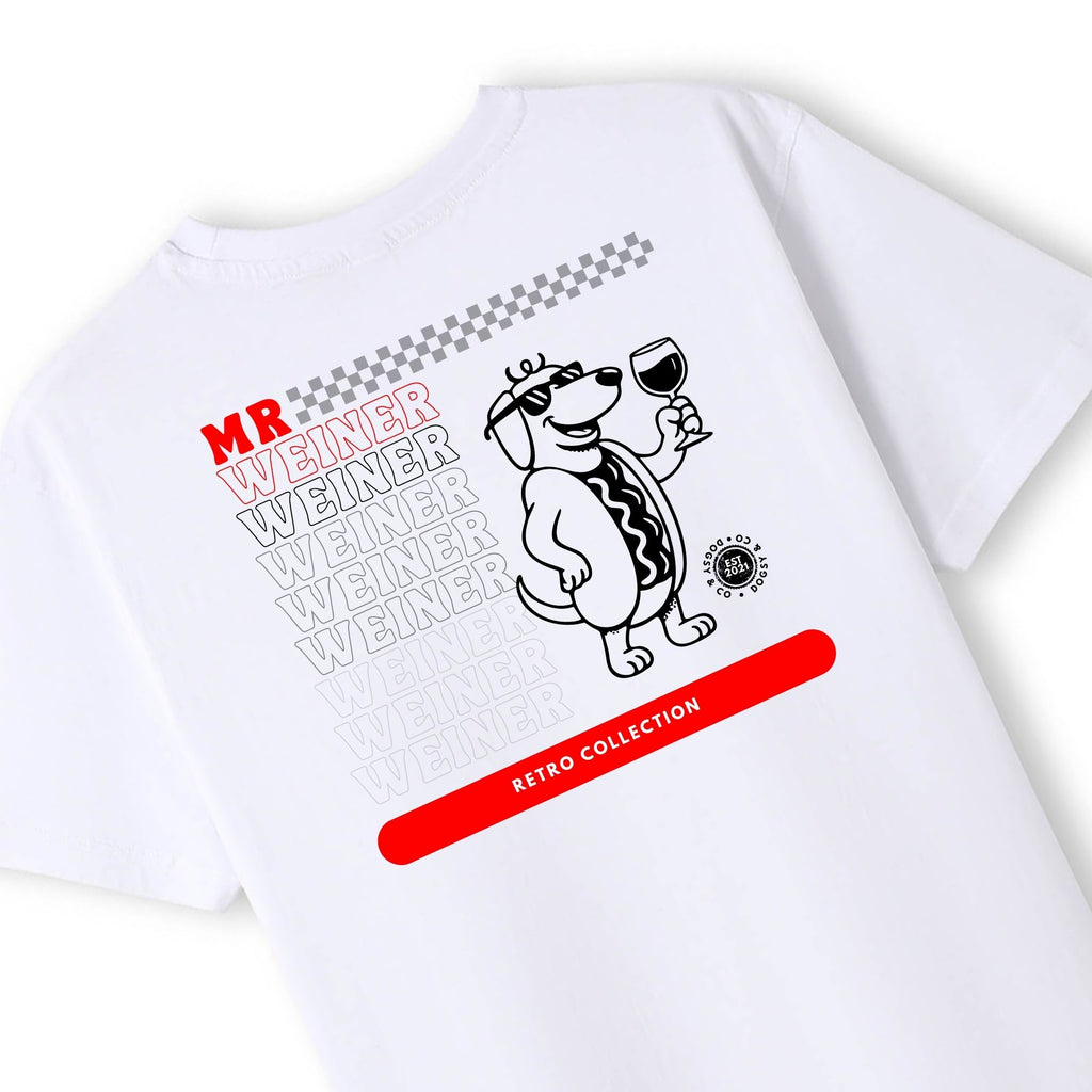 Mr Weiner Drinks Wine™ Funny Dachshund T‑Shirt | Dogsy & Co