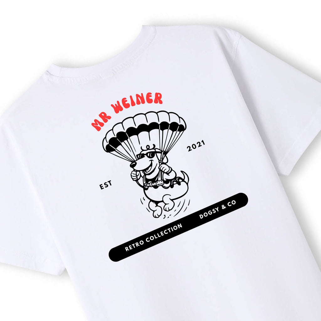 Mr Weiner Goes Parachuting™ Funny Dachshund T‑Shirt