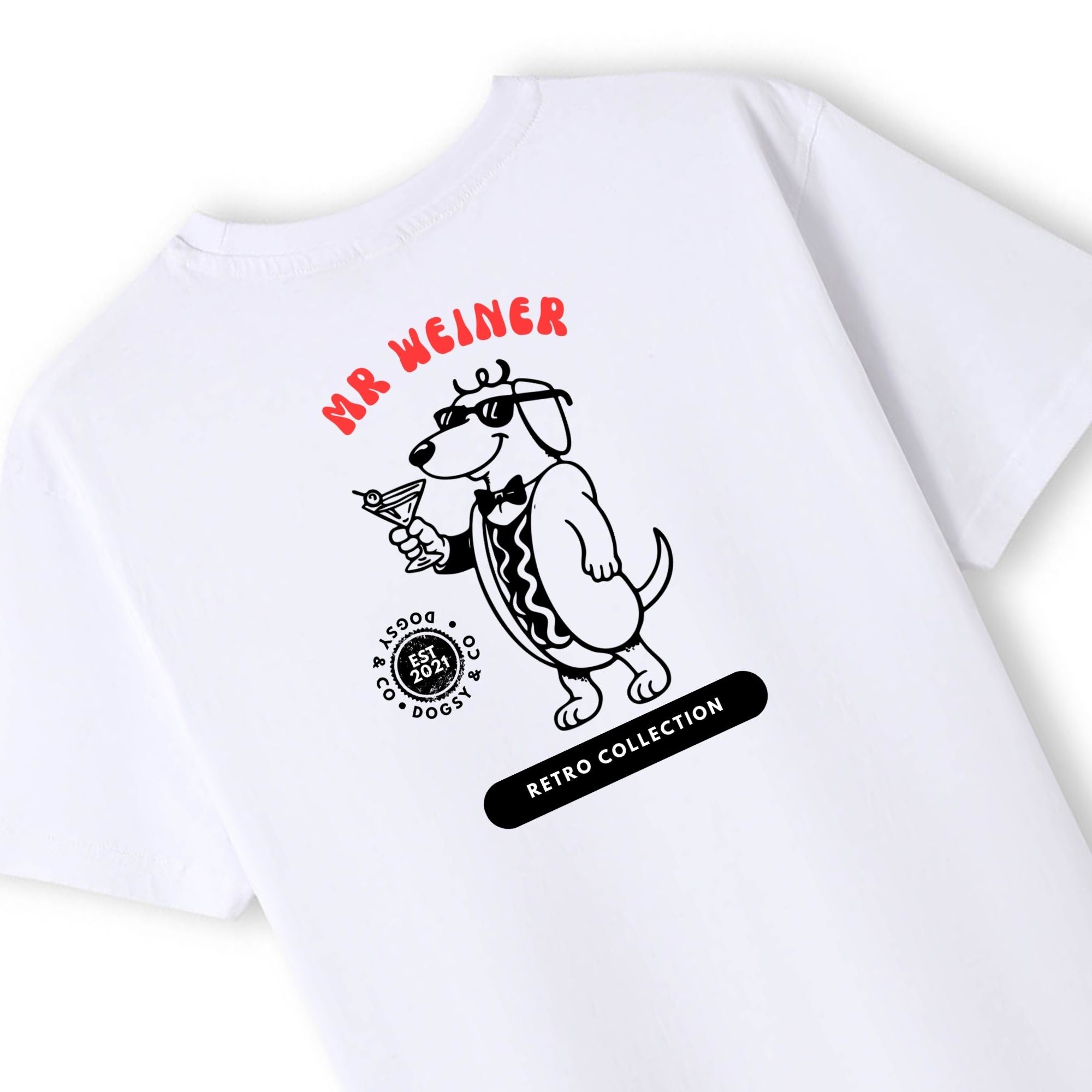 Mr Weiner Drinks his Dry Martini™ Funny Dachshund T‑Shirt