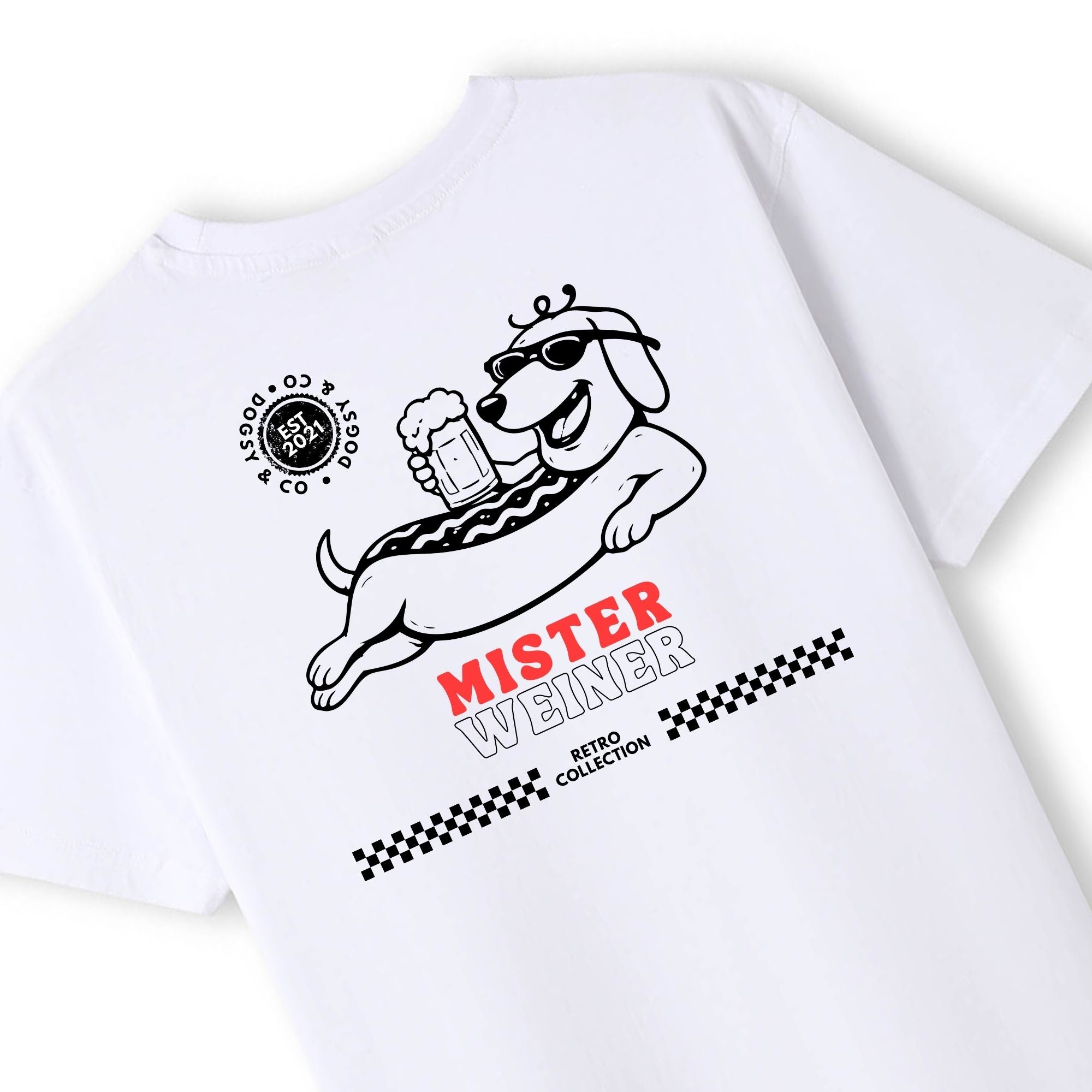 Mr Weiner Is a Sexy Beast Drinking Beer™ Funny Dachshund T‑Shirt