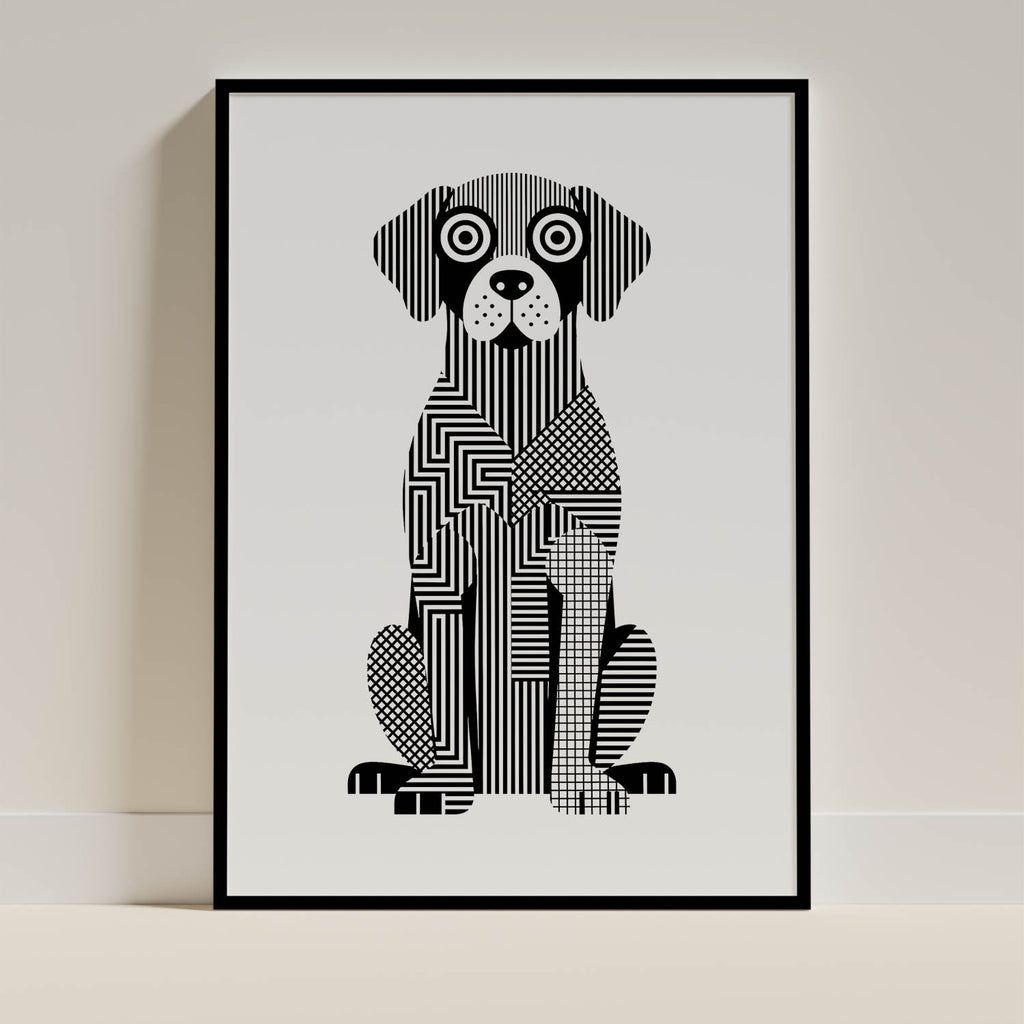 Murray River Retriever Geometric Line Art Print - Framed Mockup