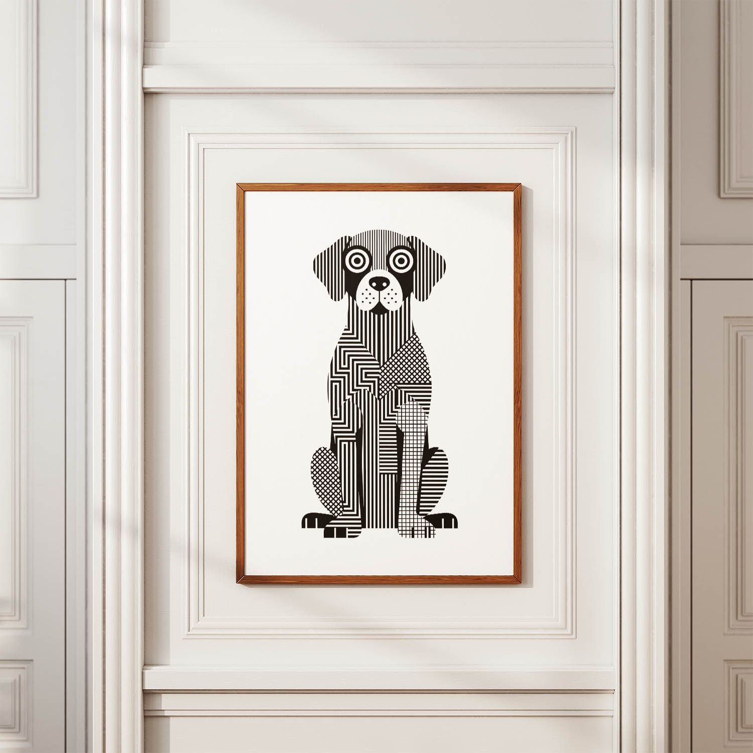 Murray River Retriever Geometric Line Art Print - Framed Mockup