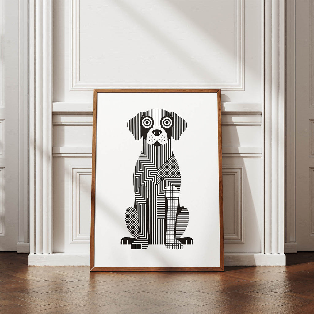 Murray River Retriever Geometric Line Art Print - Framed Mockup