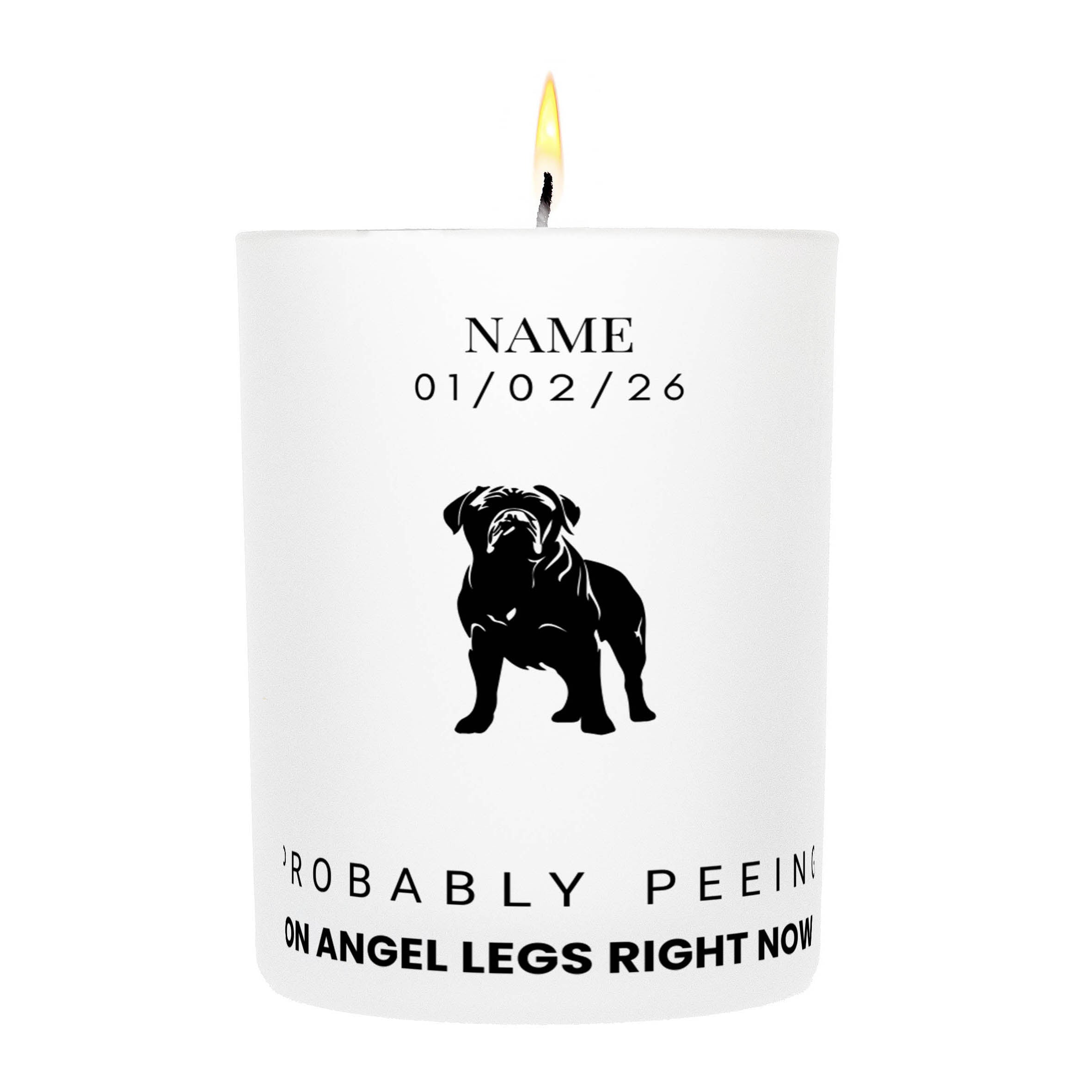 Neapolitan Mastiff – Probably Peeing on Angel Legs Right Now Custom Candle