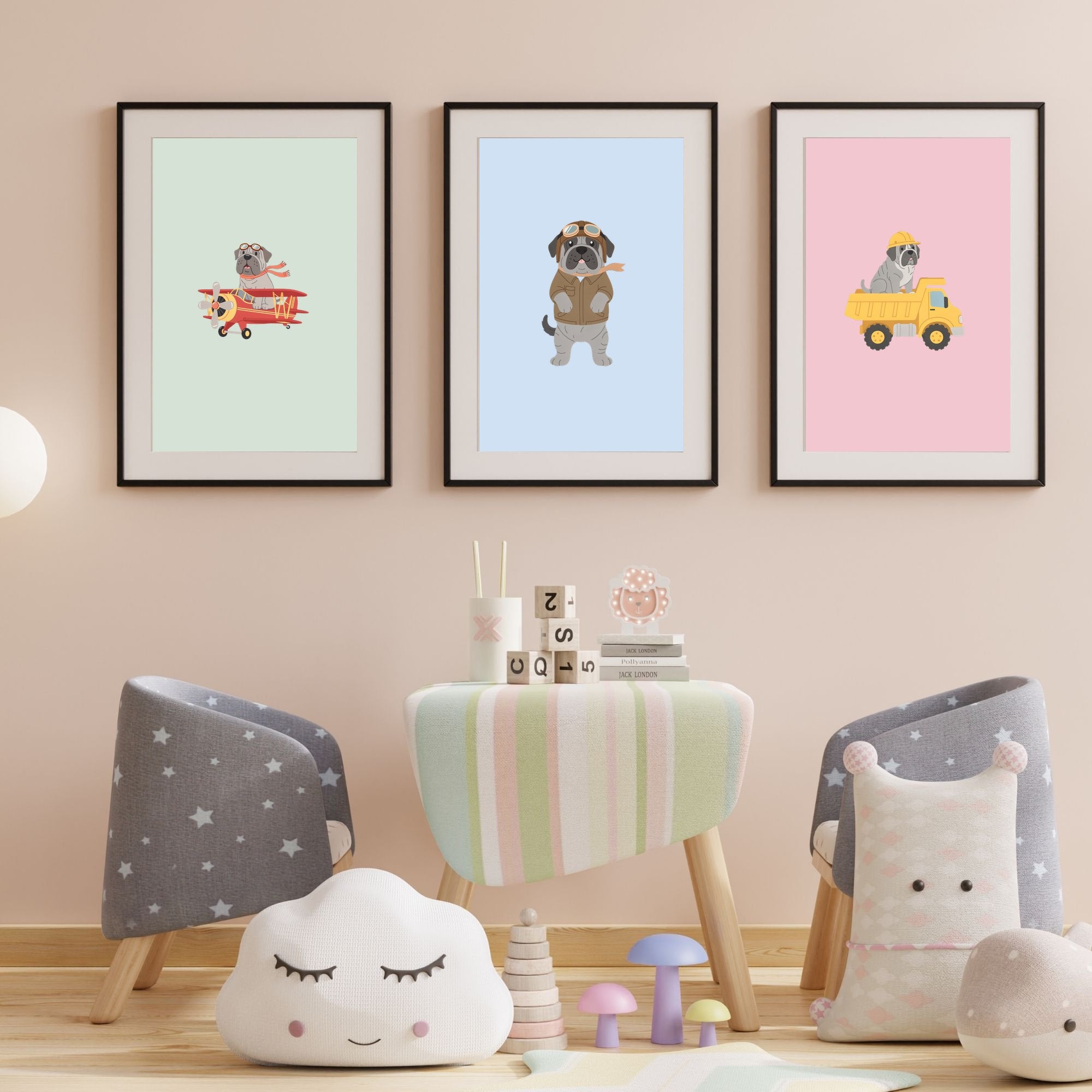 Neapolitan Mastiff Kids Nursery Wall Art Print Bundle — 22 Dog Costume Designs, 5 Colours, 6 Print Sizes | Digital Download