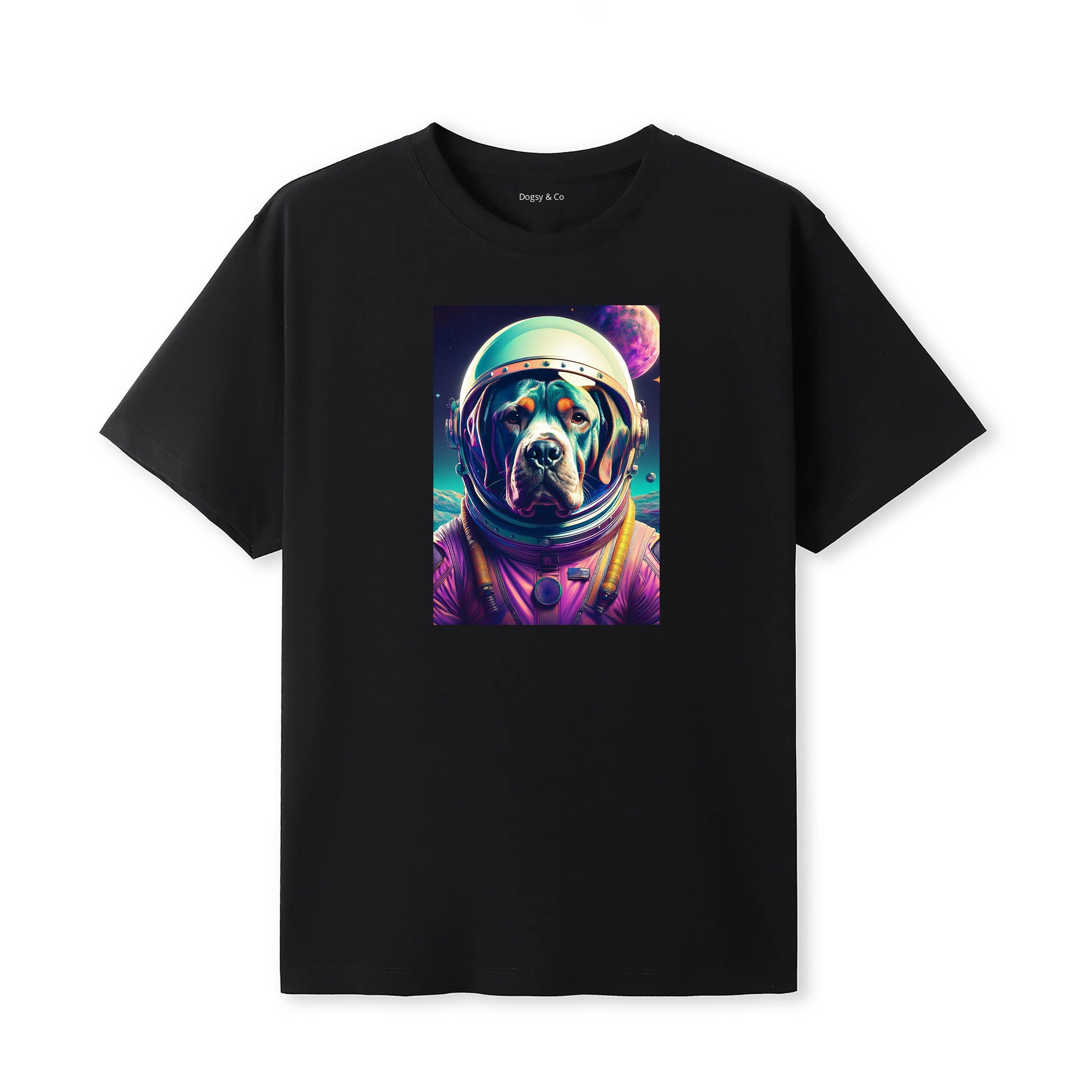 Neapolitan Mastiff Space Dogs T-Shirt colourful astronaut dog artwork in a retro space design