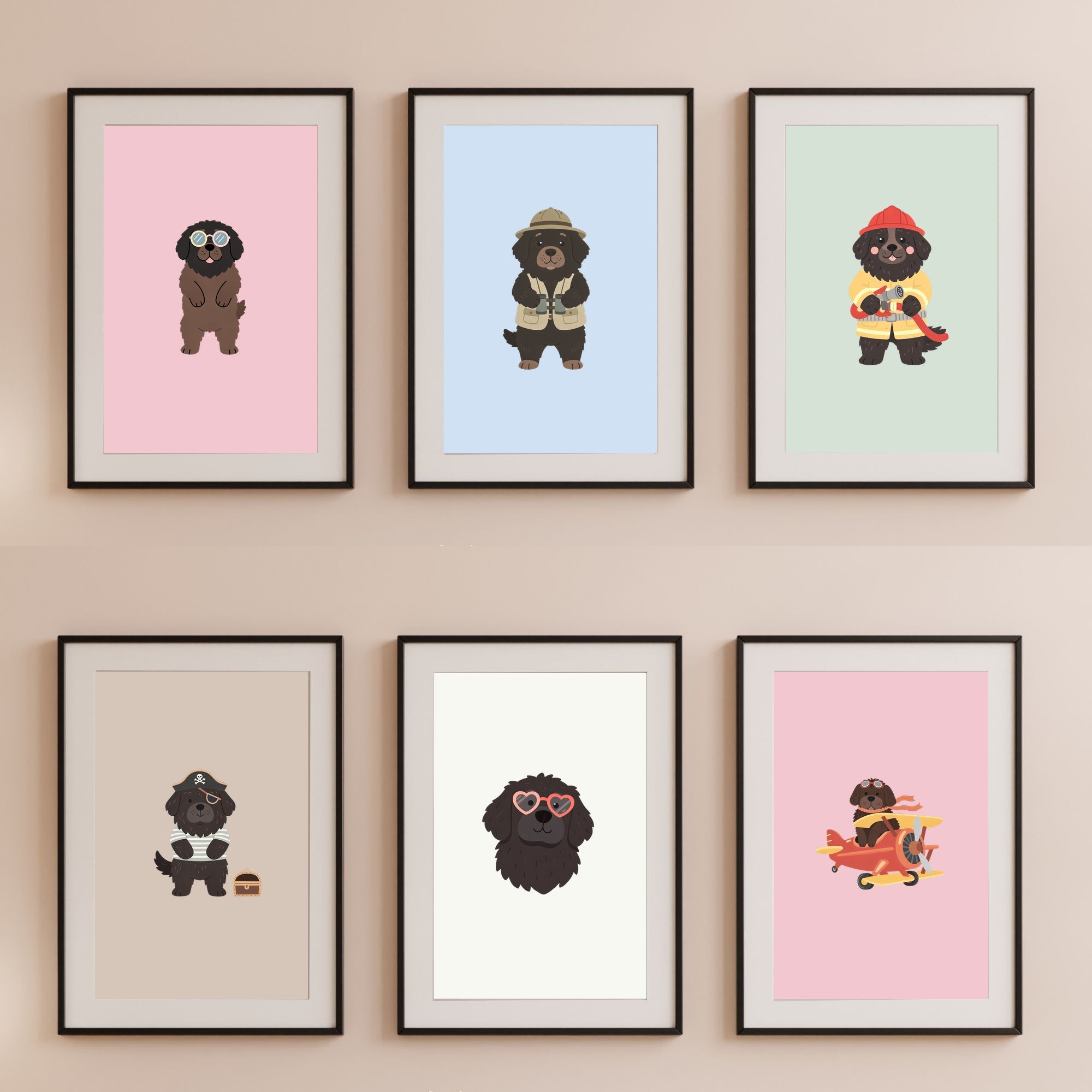 Newfoundland Kids Nursery Wall Art Print Bundle — 22 Dog Costume Designs, 5 Colours, 6 Print Sizes | Digital Download