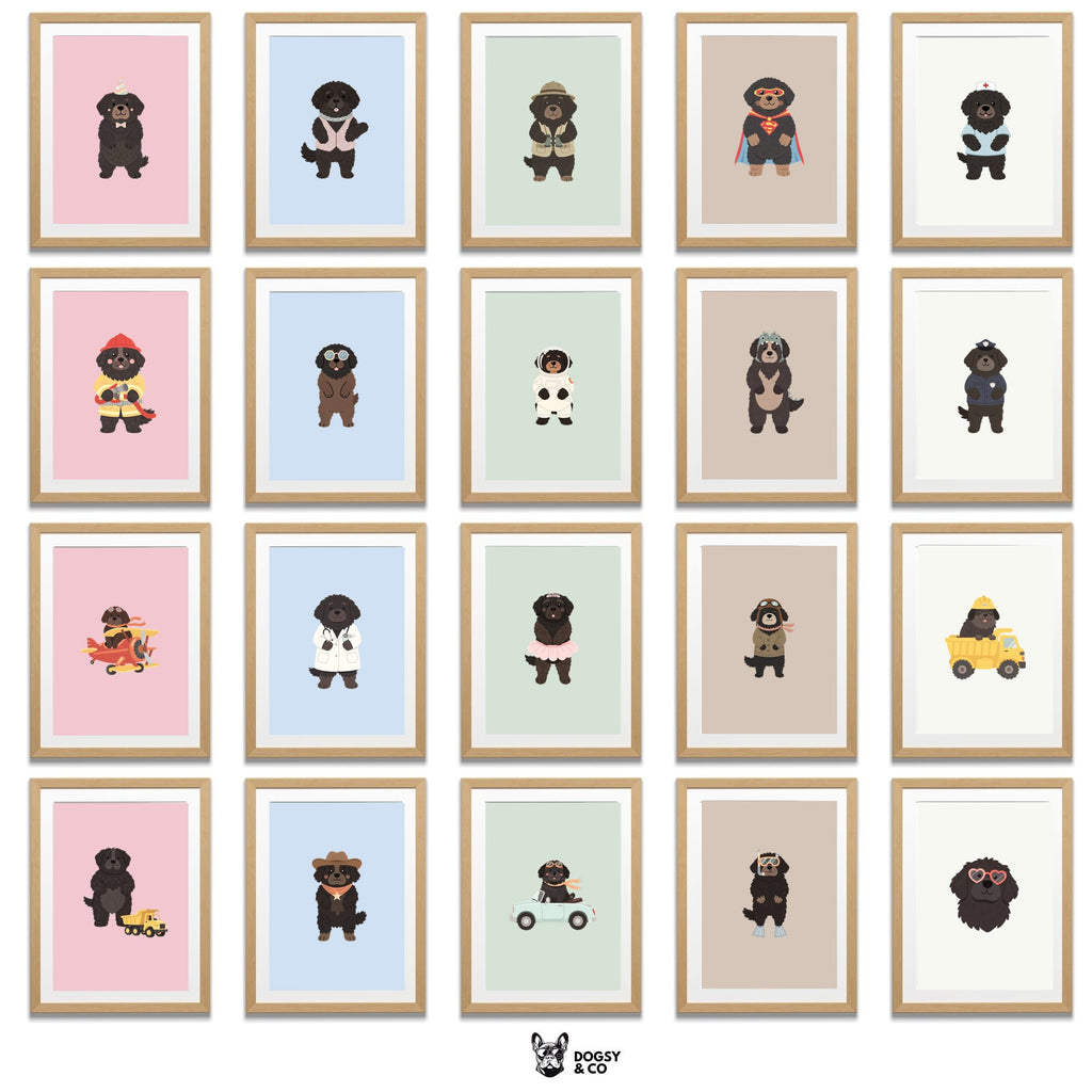 Newfoundland Kids Nursery Wall Art Print Bundle — 22 Dog Costume Designs, 5 Colours, 6 Print Sizes | Digital Download