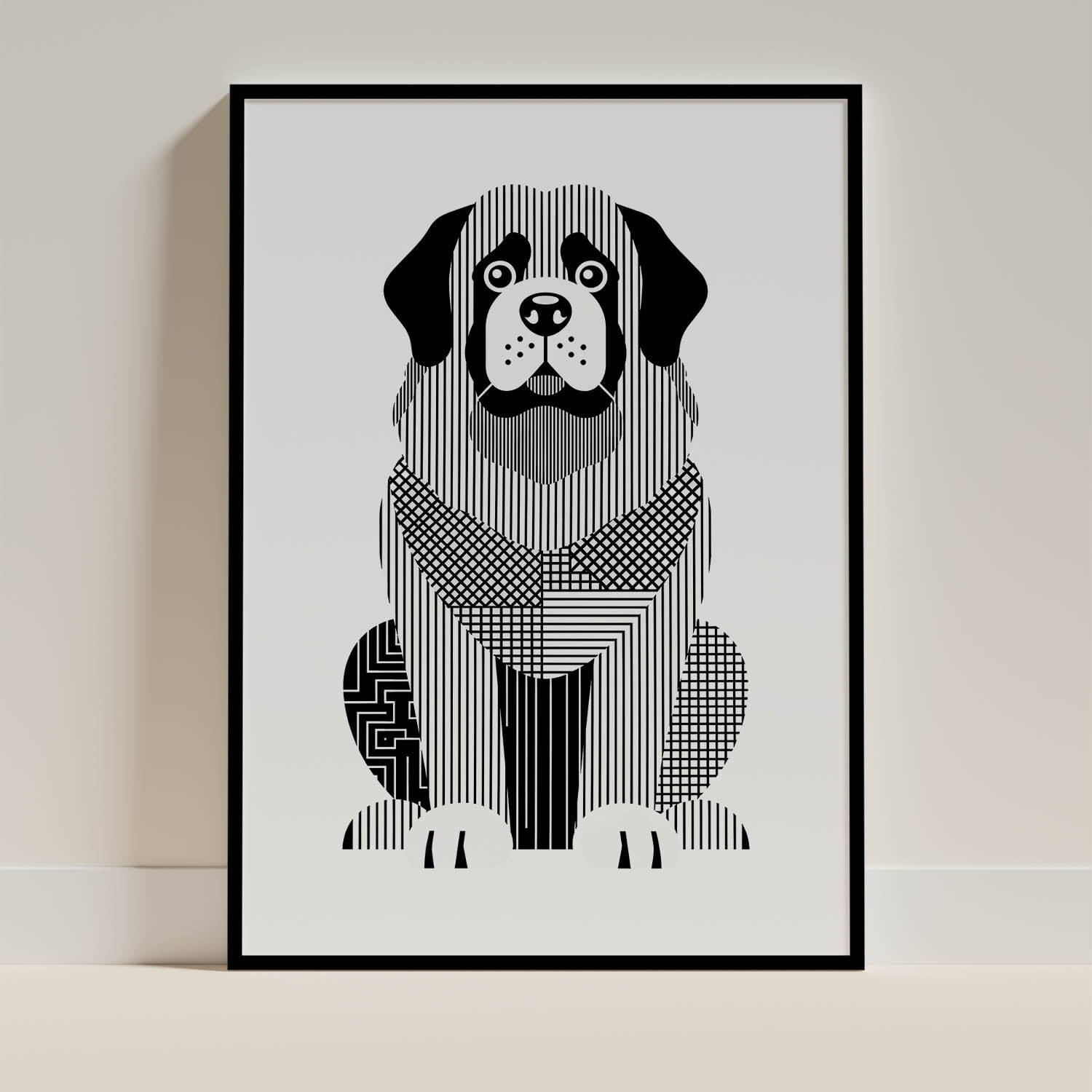 Newfoundland Geometric Line Art Print - Framed Mockup