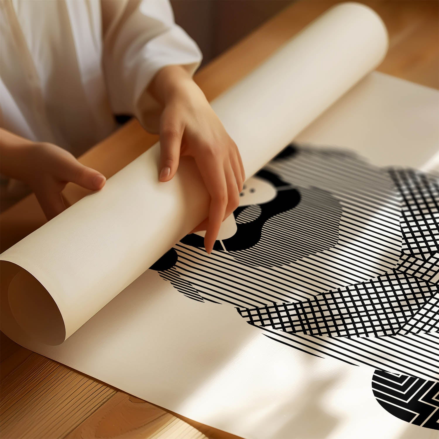 Newfoundland Geometric Line Art Print - Framed Mockup