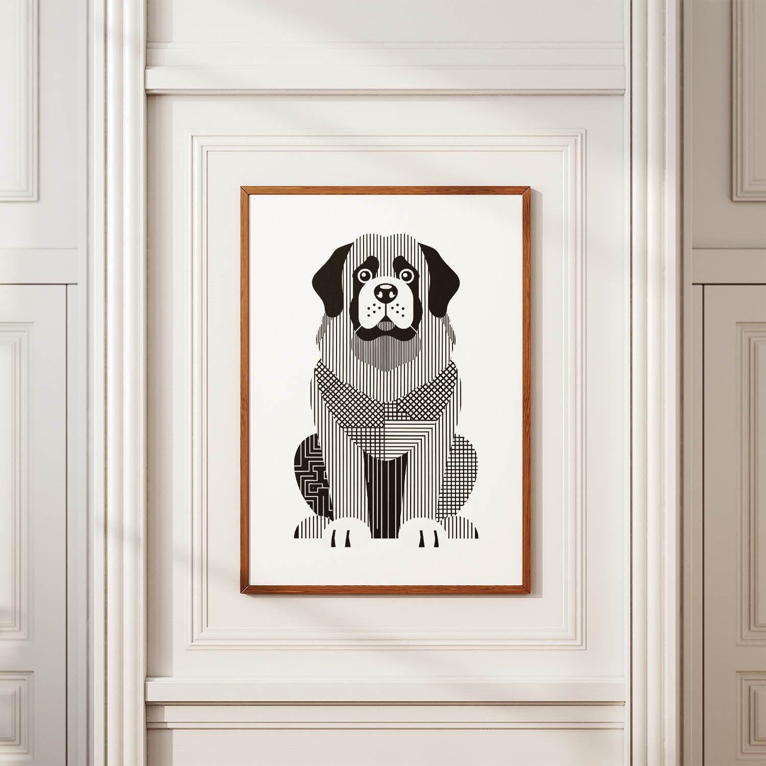 Newfoundland Geometric Line Art Print - Framed Mockup