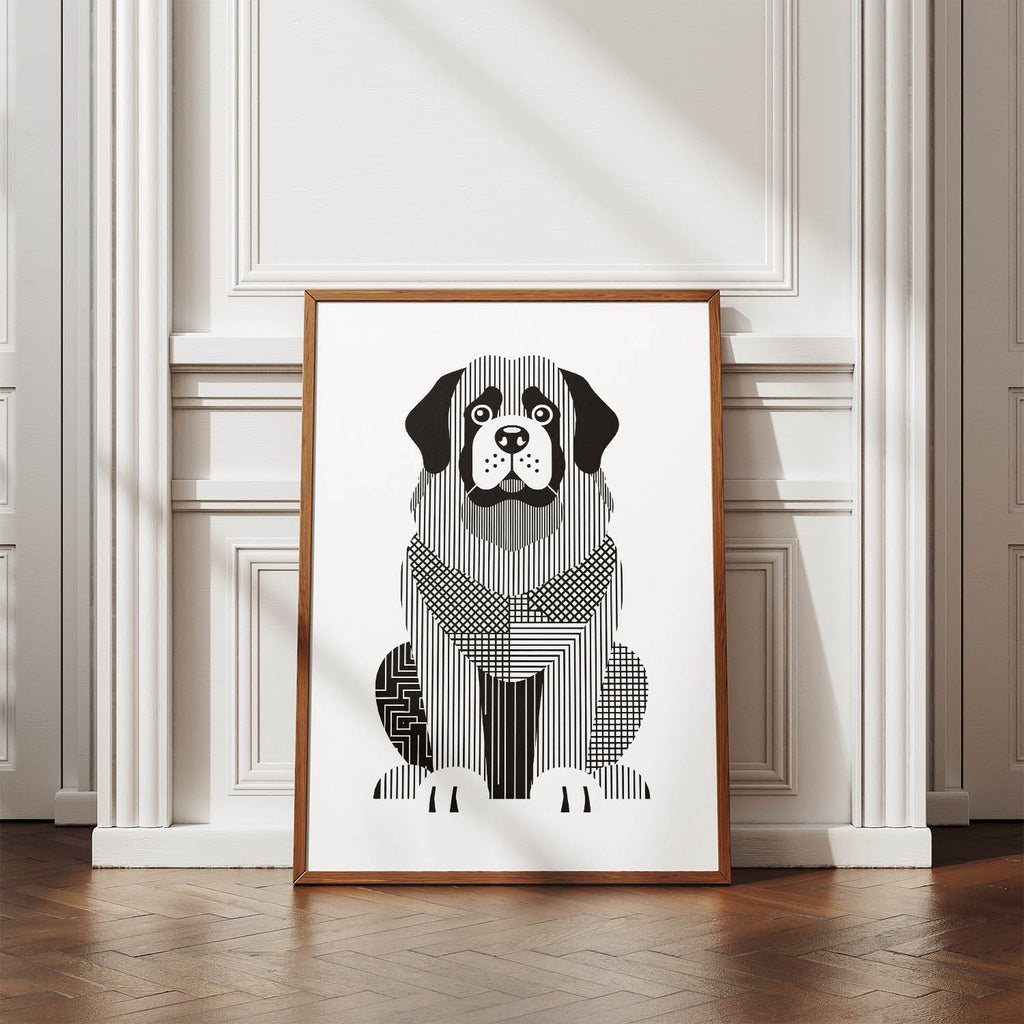 Newfoundland Geometric Line Art Print - Framed Mockup