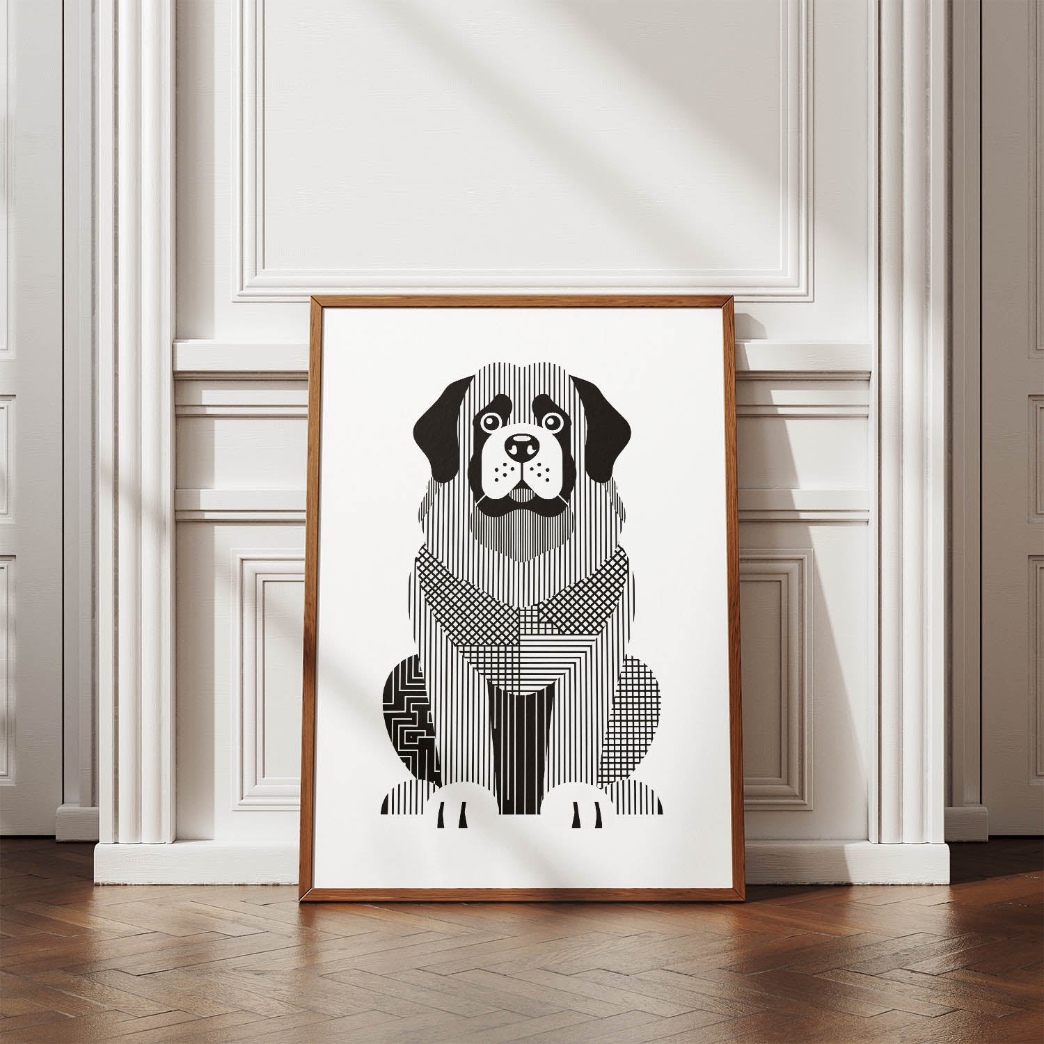 Newfoundland Geometric Line Art Print - Framed Mockup