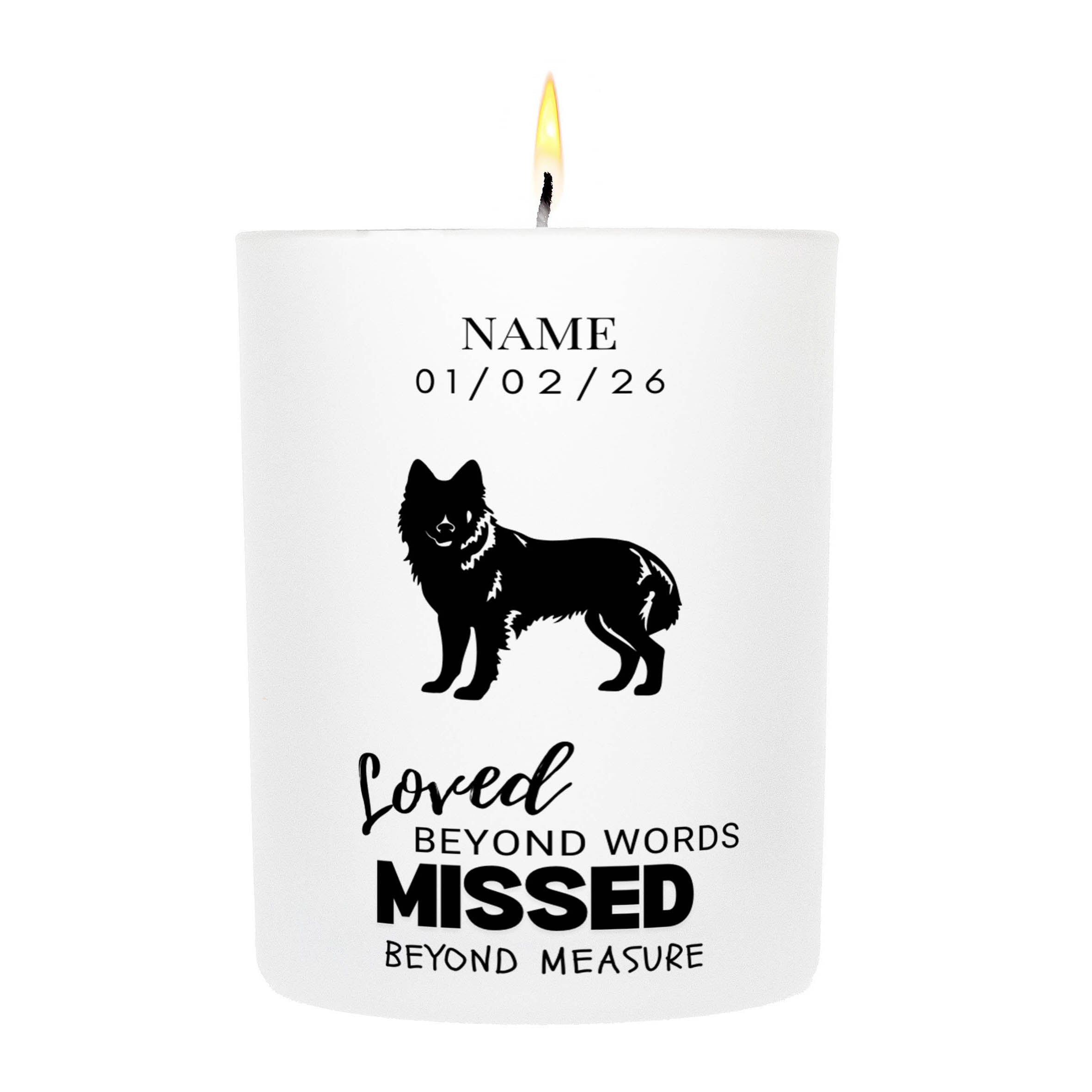 Norwegian Elkhound – Loved Beyond Words, Missed Beyond Measure Custom Candle