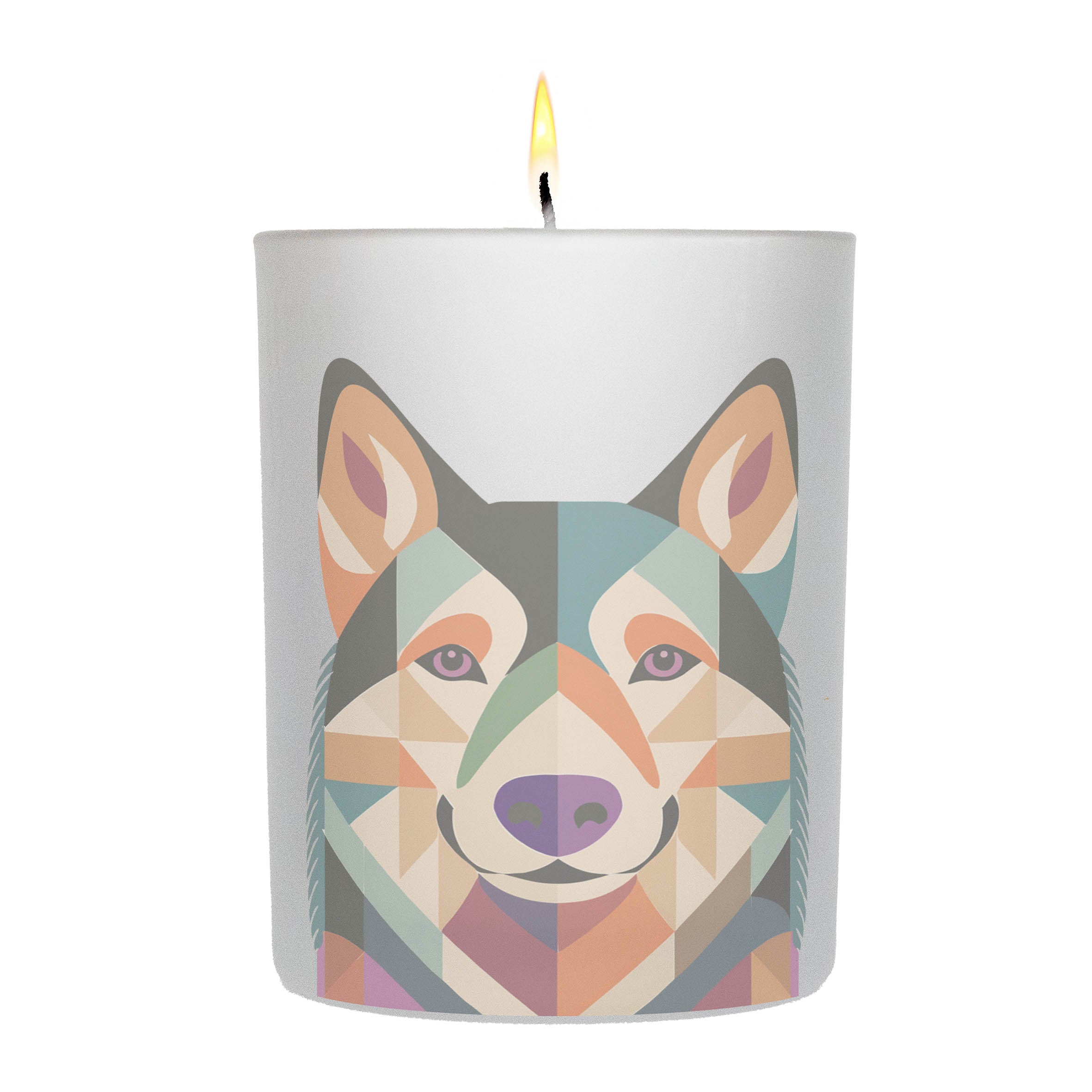 Norwegian Elkhound Graphic Retro Chic Frosted Candle