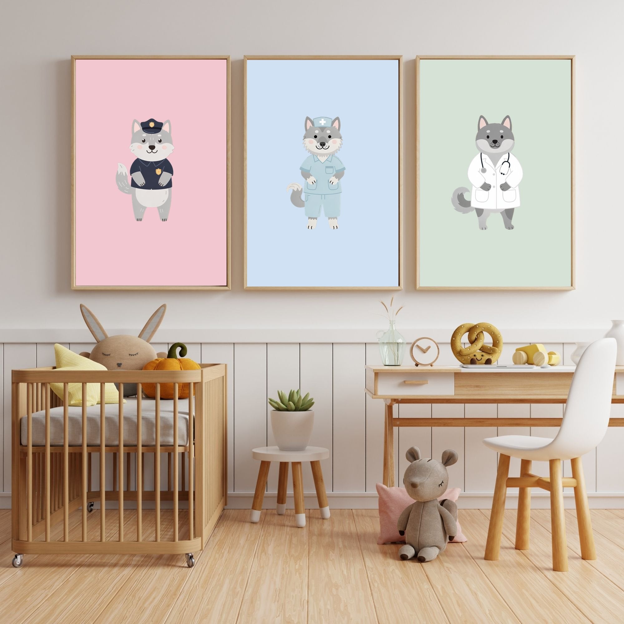 Norwegian Elkhound Kids Nursery Wall Art Print Bundle — 22 Dog Costume Designs, 5 Colours, 6 Print Sizes | Digital Download