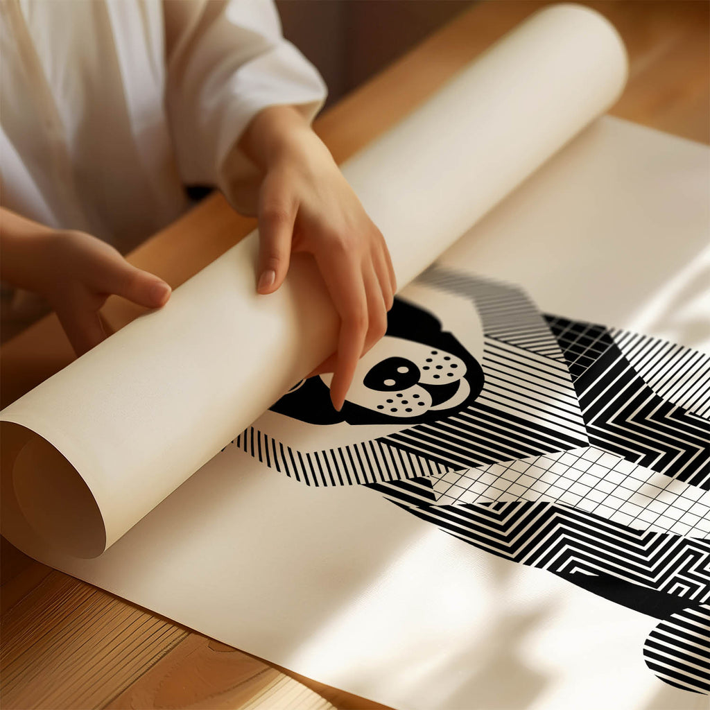 Norwegian Elkhound Geometric Line Art Print - Framed Mockup