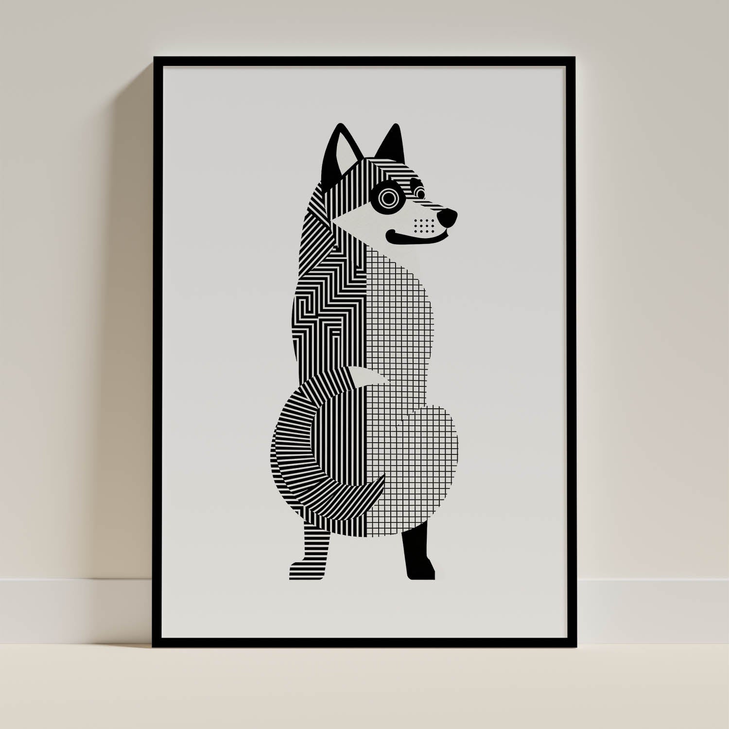 Norwegian Elkhound Geometric Line Art mockup