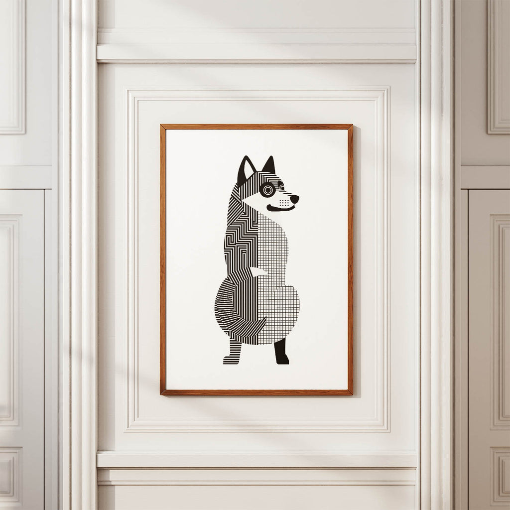Norwegian Elkhound Geometric Line Art mockup