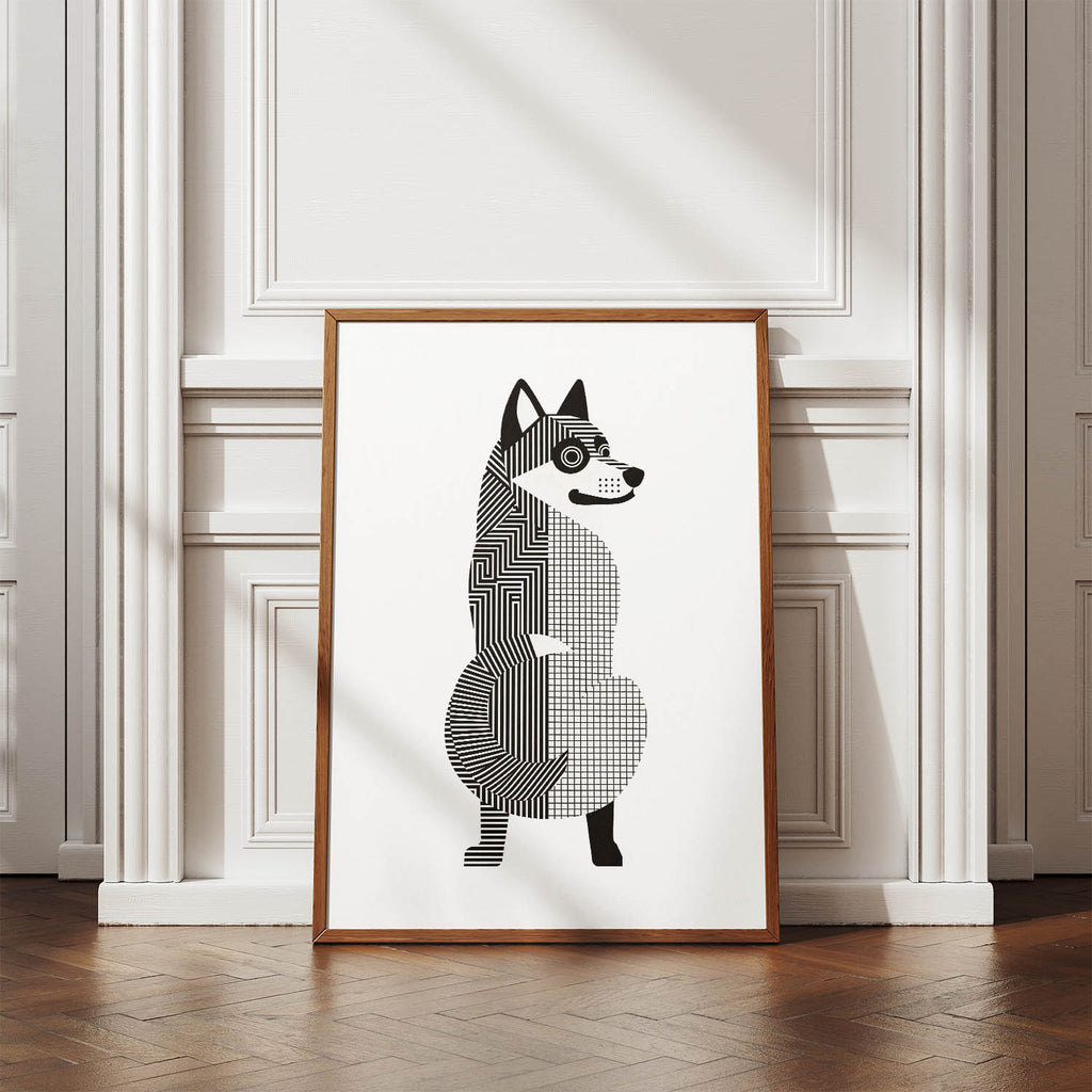 Norwegian Elkhound Geometric Line Art mockup
