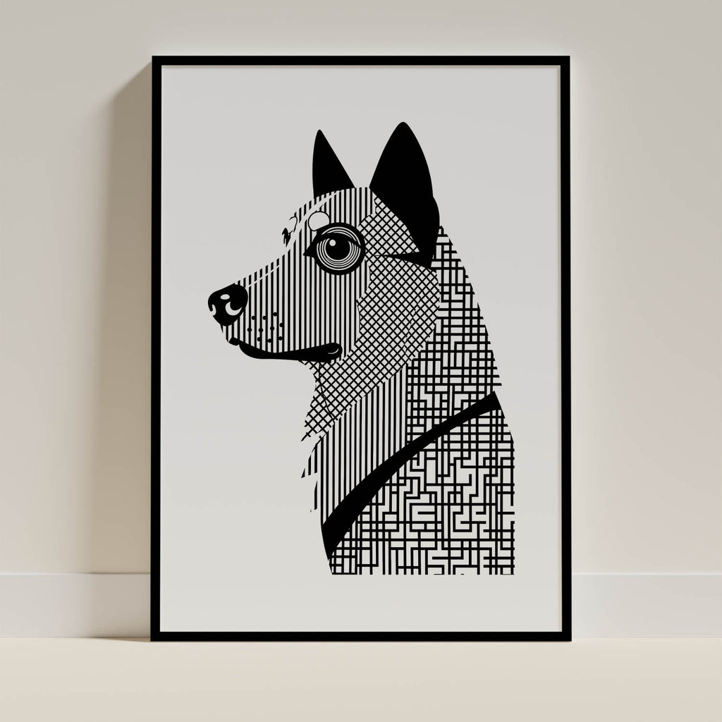 Norwegian Elkhound Geometric Line Art mockup