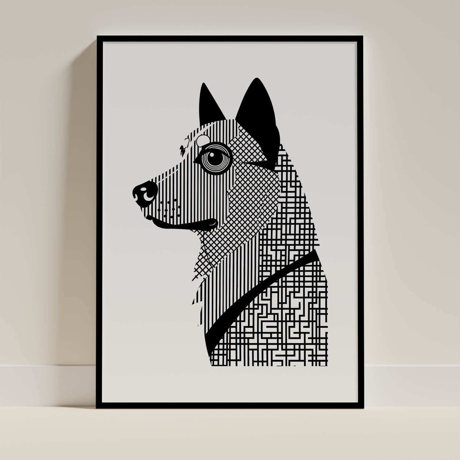 Norwegian Elkhound Geometric Line Art mockup